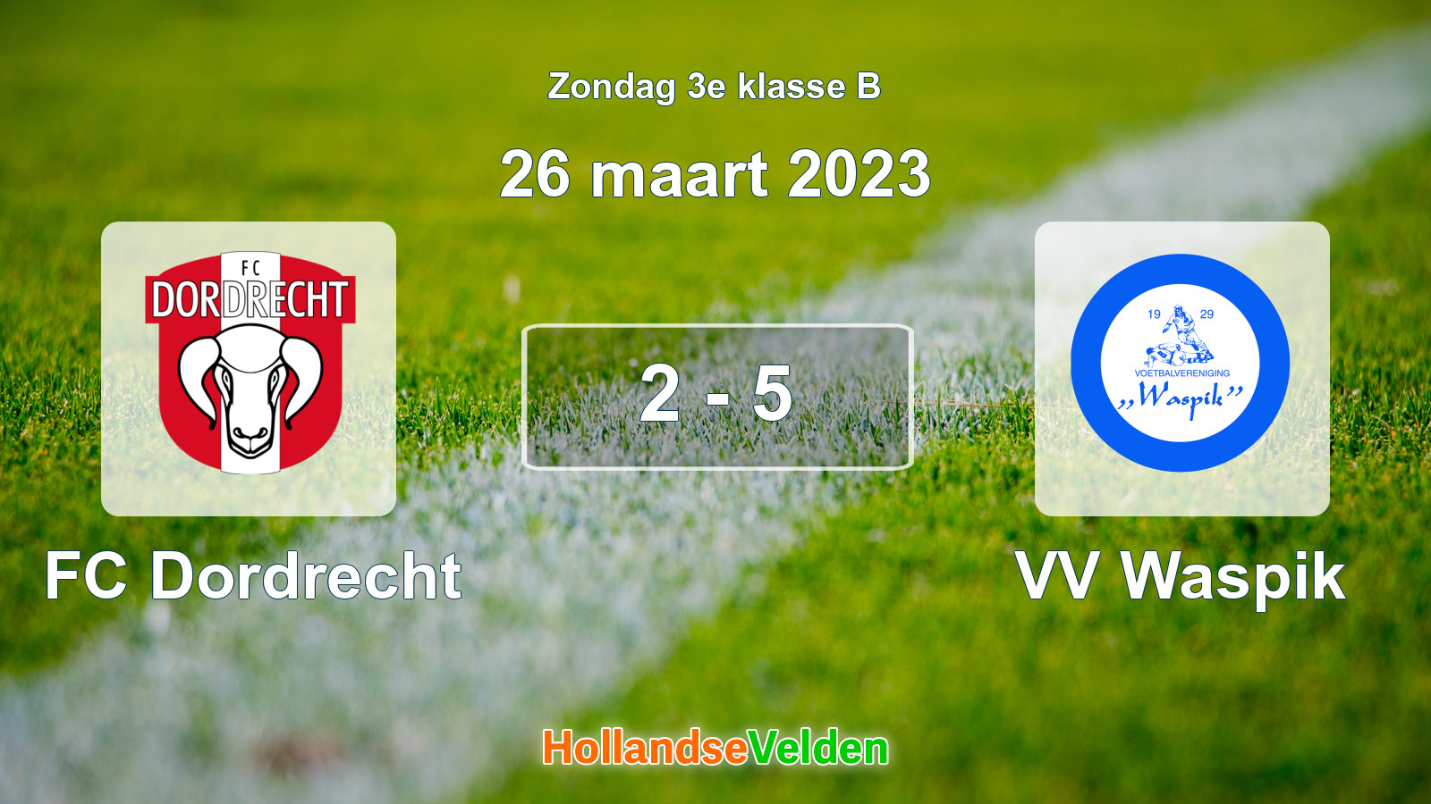 Gespeelde wedstrijd: FC Dordrecht - VV Waspik 2 - 5 (26 maart 2023)