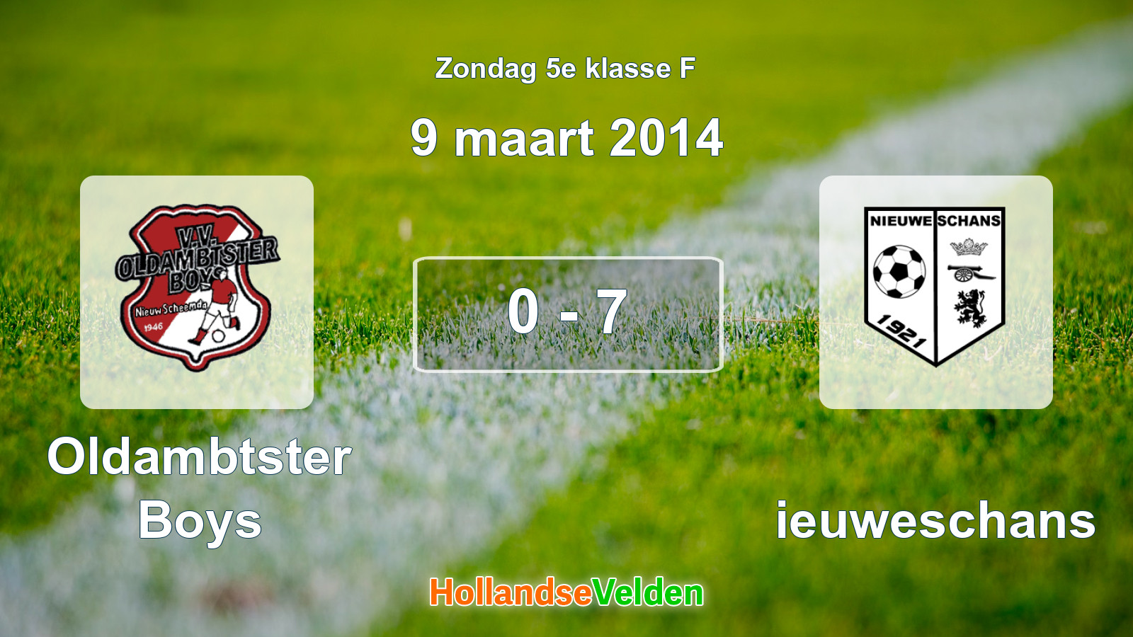 Gespeelde wedstrijd: Oldambtster Boys - Nieuweschans 0 - 7 (9 maart 2014)