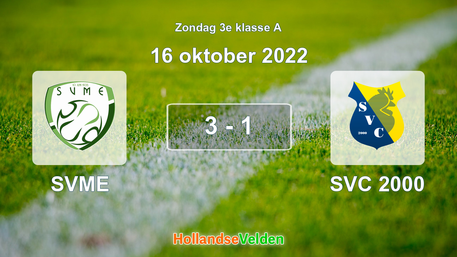 Gespeelde wedstrijd: SVME - SVC 2000 3 - 1 (16 oktober 2022)