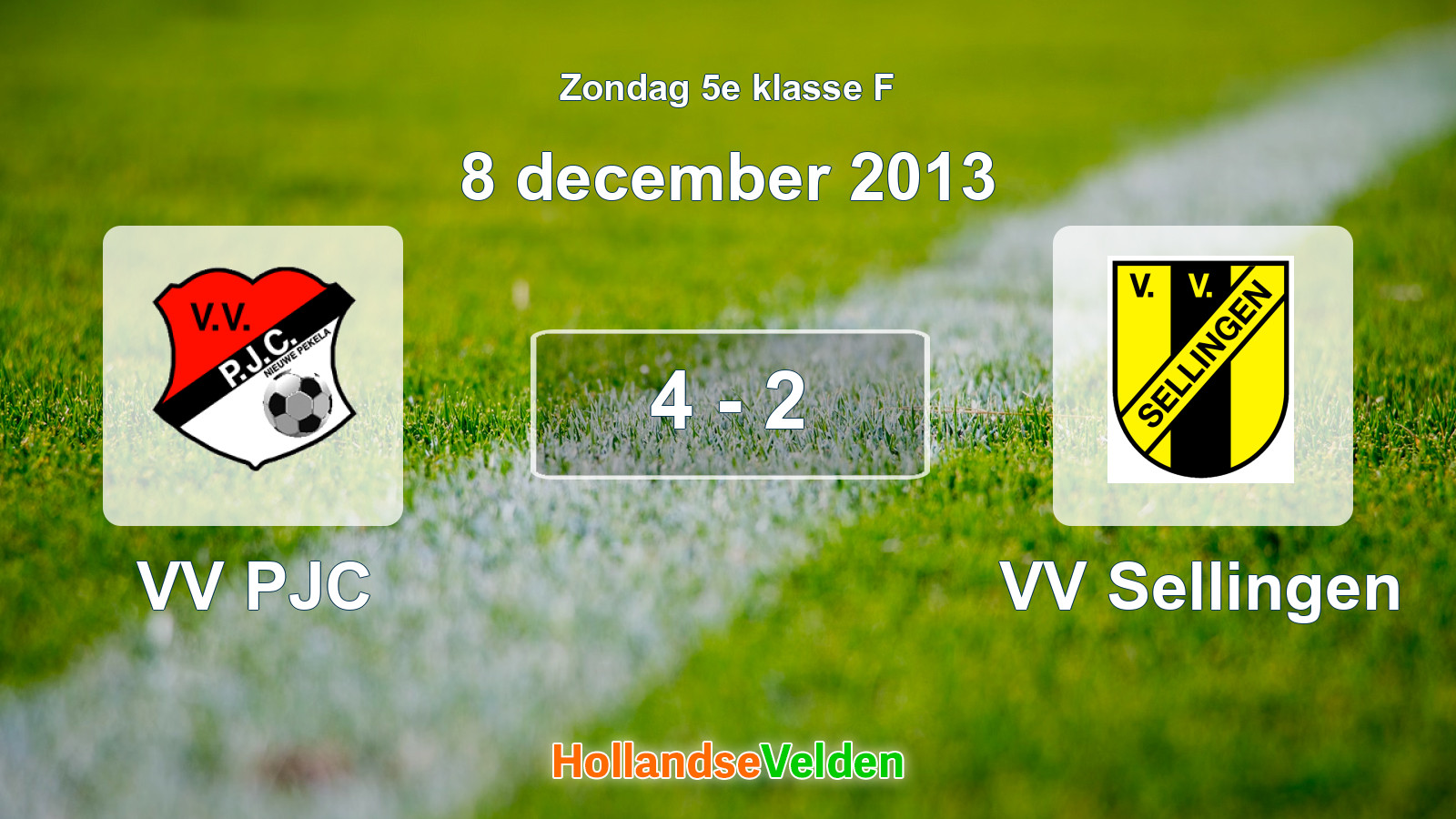 Gespeelde wedstrijd: VV PJC - VV Sellingen 4 - 2 (8 december 2013)