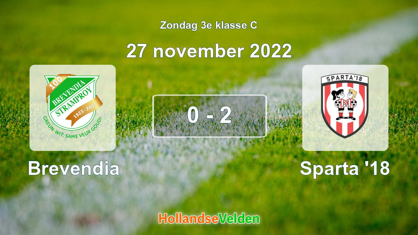 Gespeelde wedstrijd: Brevendia - Sparta '18 0 - 2 (27 november 2022)