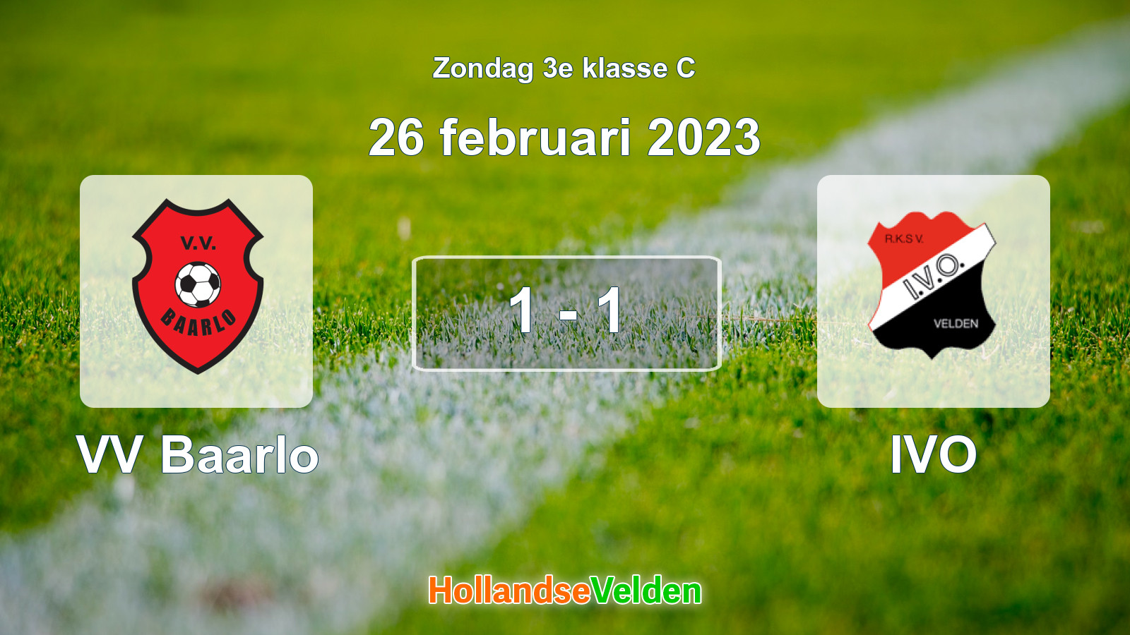 Gespeelde wedstrijd: VV Baarlo - IVO 1 - 1 (26 februari 2023)