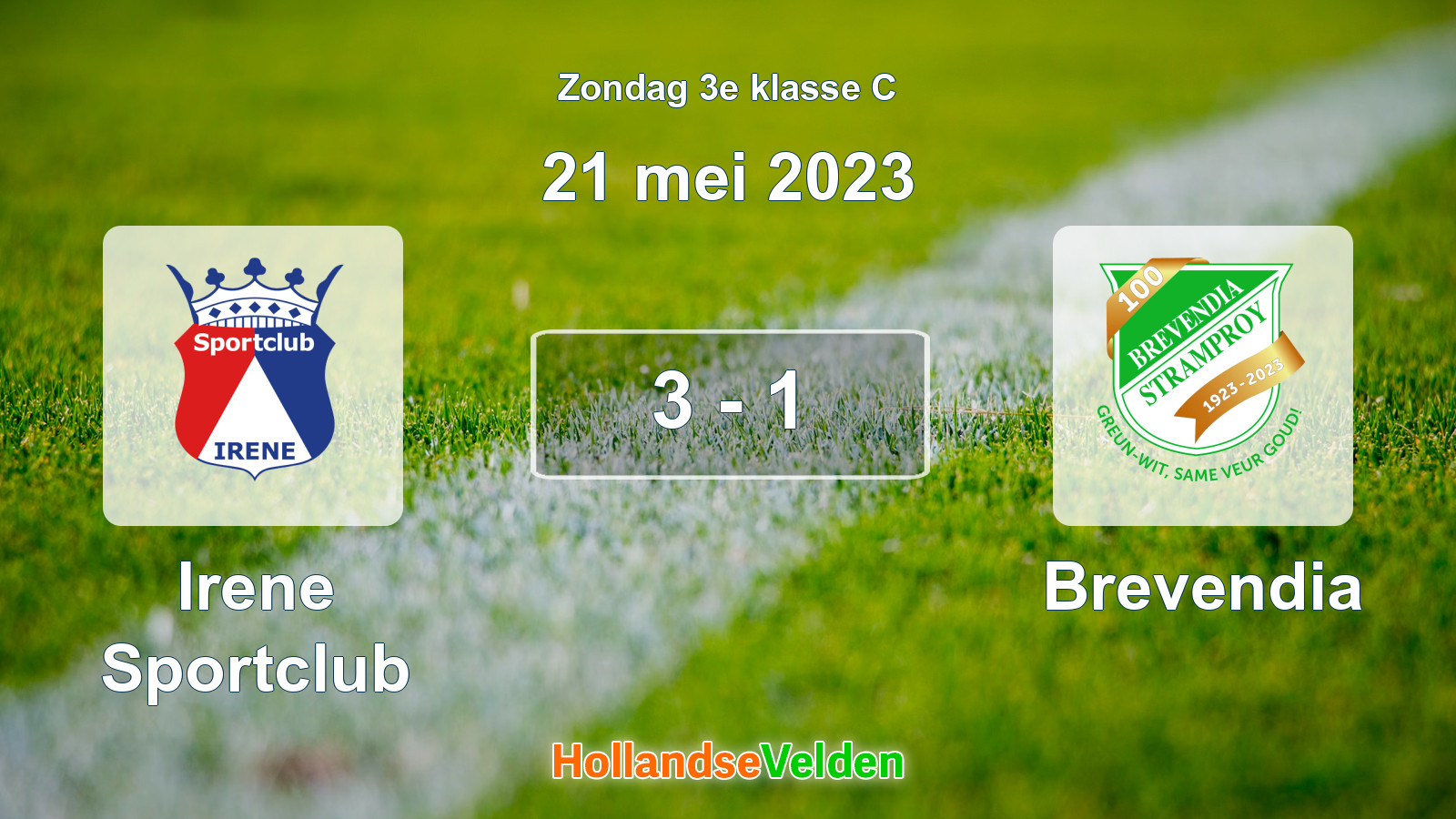 Gespeelde wedstrijd: Irene Sportclub - Brevendia 3 - 1 (21 mei 2023)