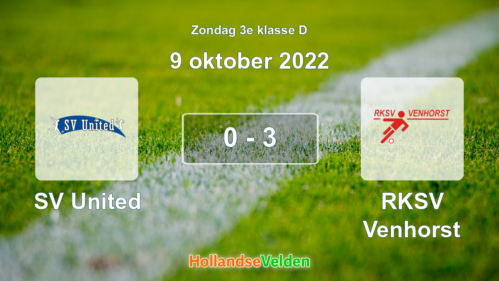 Gespeelde wedstrijd: SV United - RKSV Venhorst 0 - 3 (9 oktober 2022)