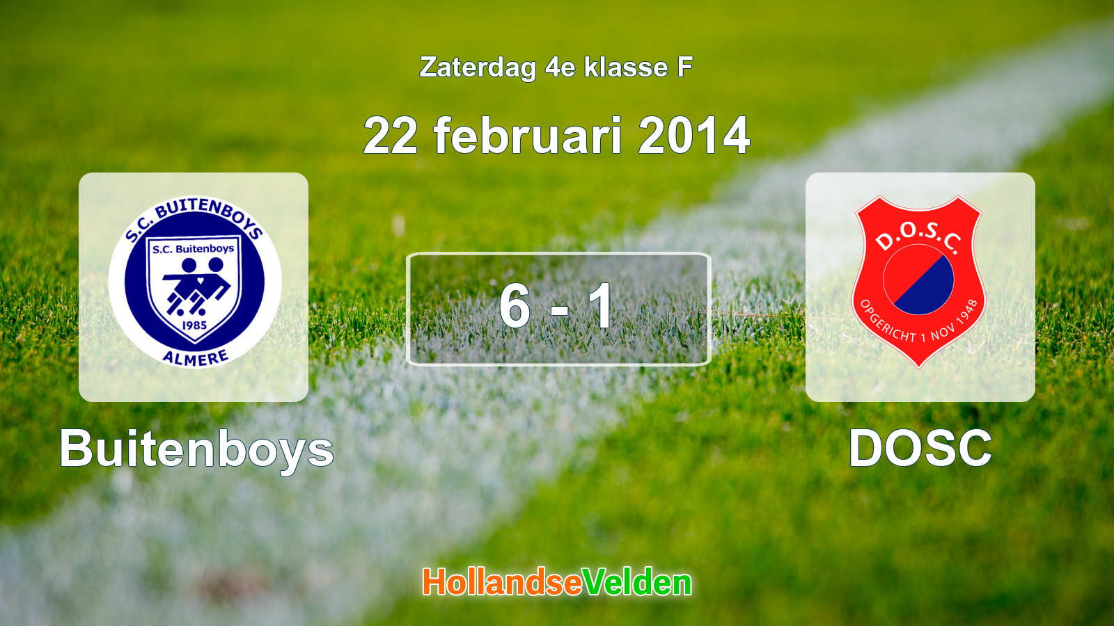 Gespeelde wedstrijd: Buitenboys - DOSC 6 - 1 (22 februari 2014)