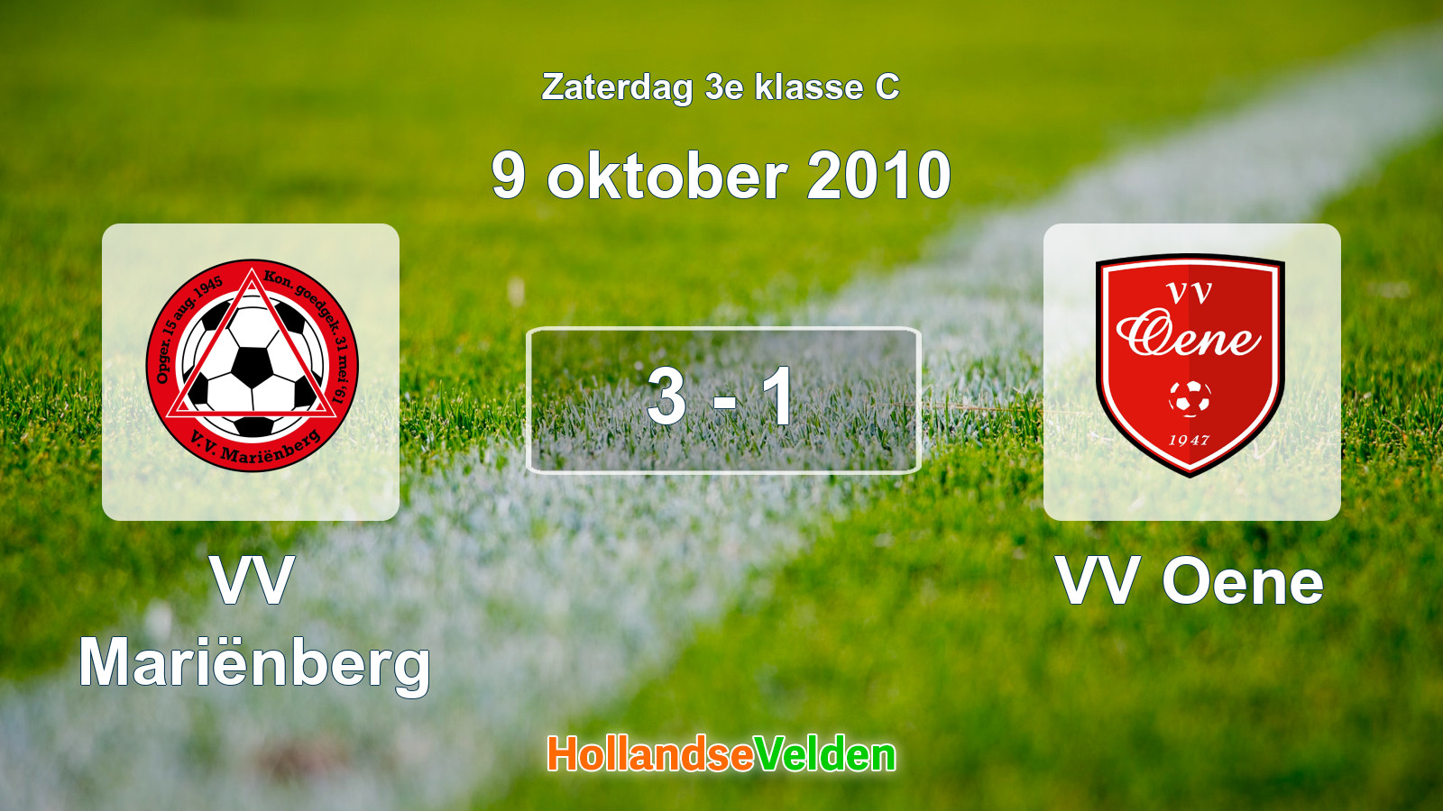 Gespeelde wedstrijd: VV Mariënberg - VV Oene 3 - 1 (9 oktober 2010)