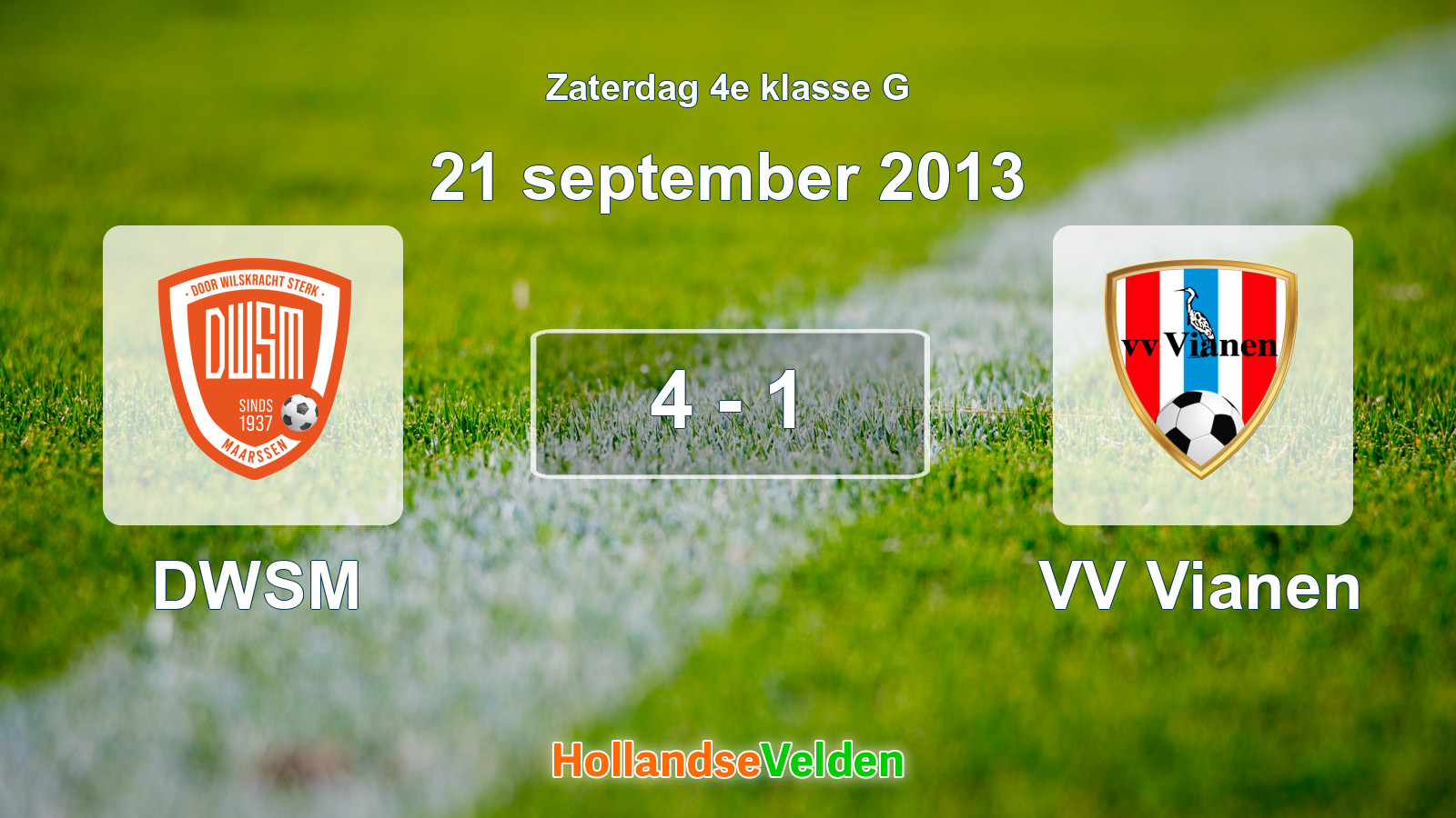 Gespeelde wedstrijd: DWSM - VV Vianen 4 - 1 (21 september 2013)