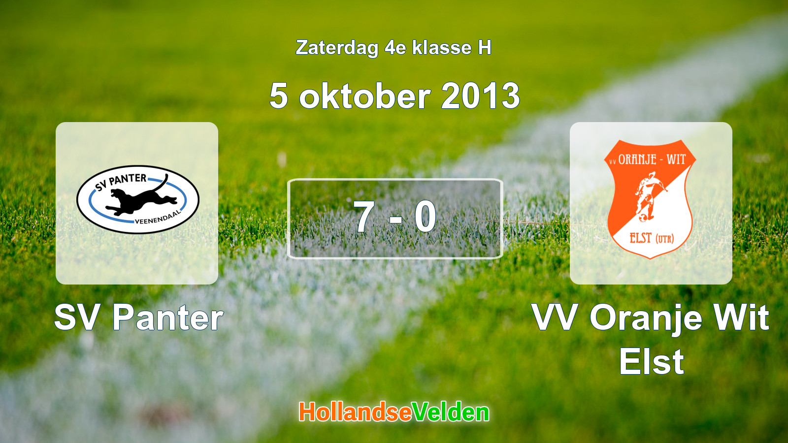 Gespeelde wedstrijd: SV Panter - VV Oranje Wit Elst 7 - 0 (5 oktober 2013)