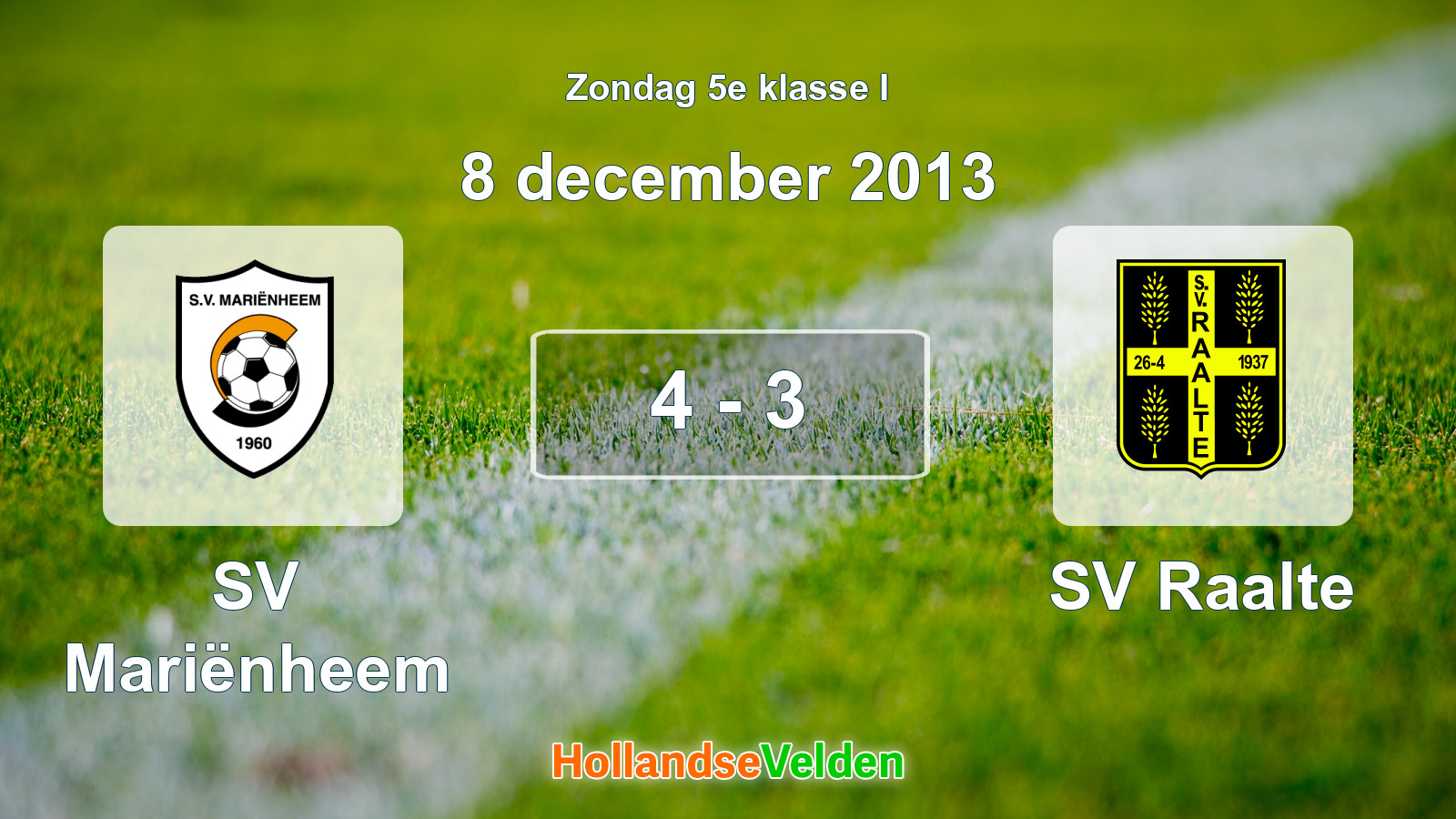 Gespeelde wedstrijd: SV Mariënheem - SV Raalte 4 - 3 (8 december 2013)