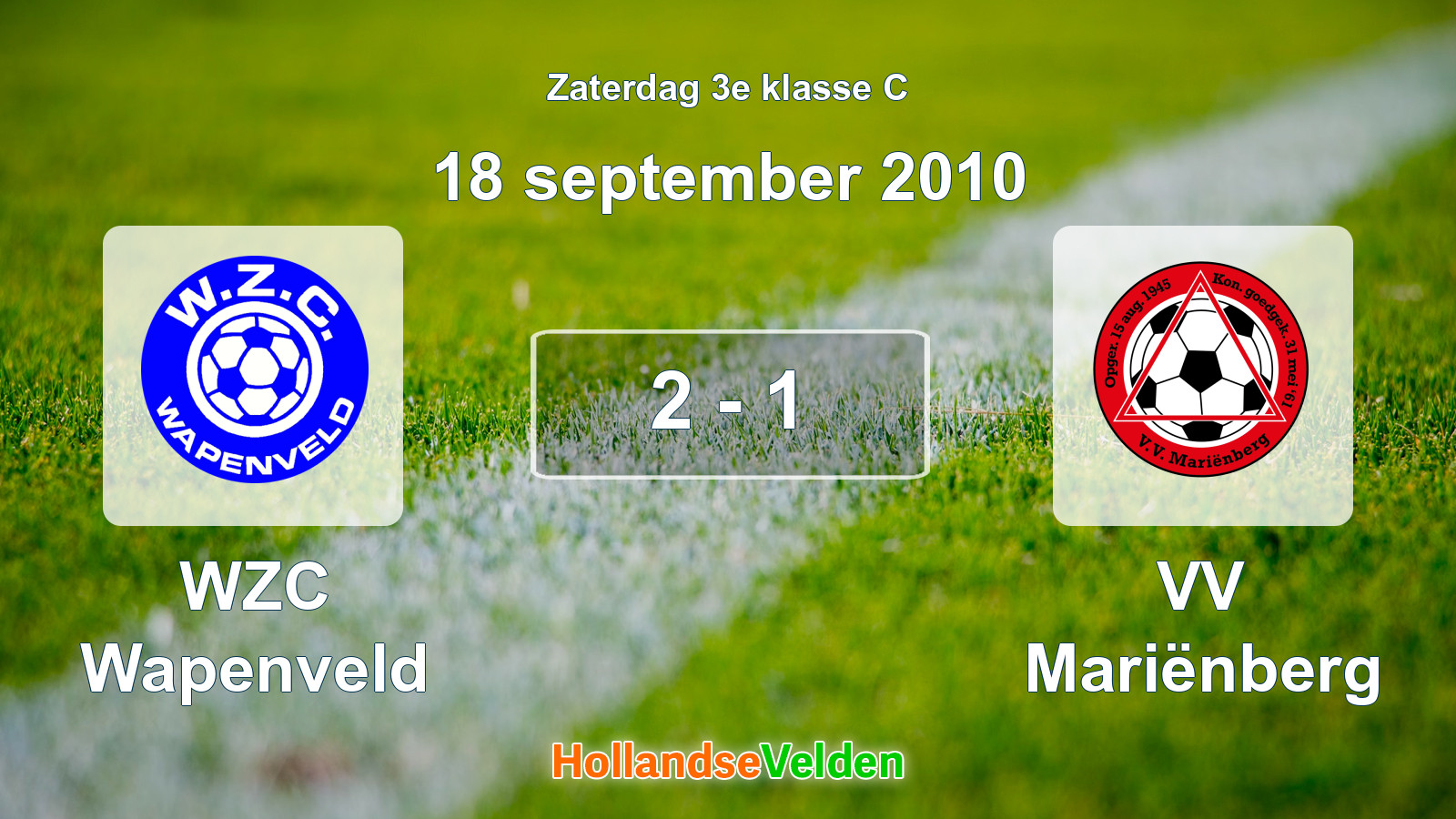 Gespeelde wedstrijd: WZC Wapenveld - VV Mariënberg 2 - 1 (18 september 2010)