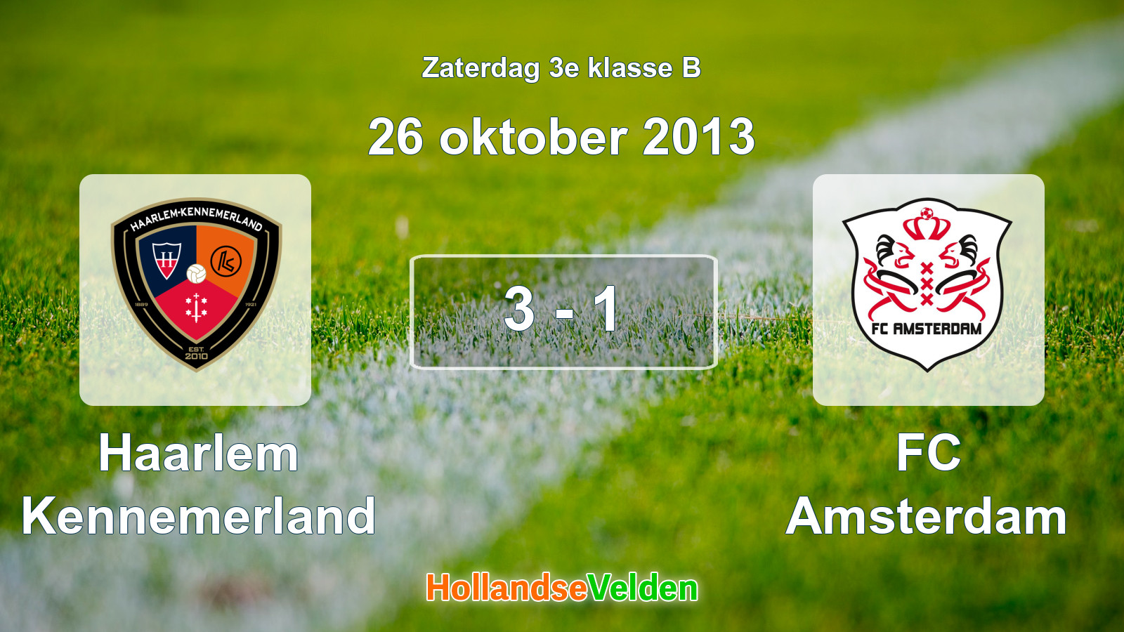 Gespeelde wedstrijd: Haarlem Kennemerland - FC Amsterdam 3 - 1 (26 oktober 2013)