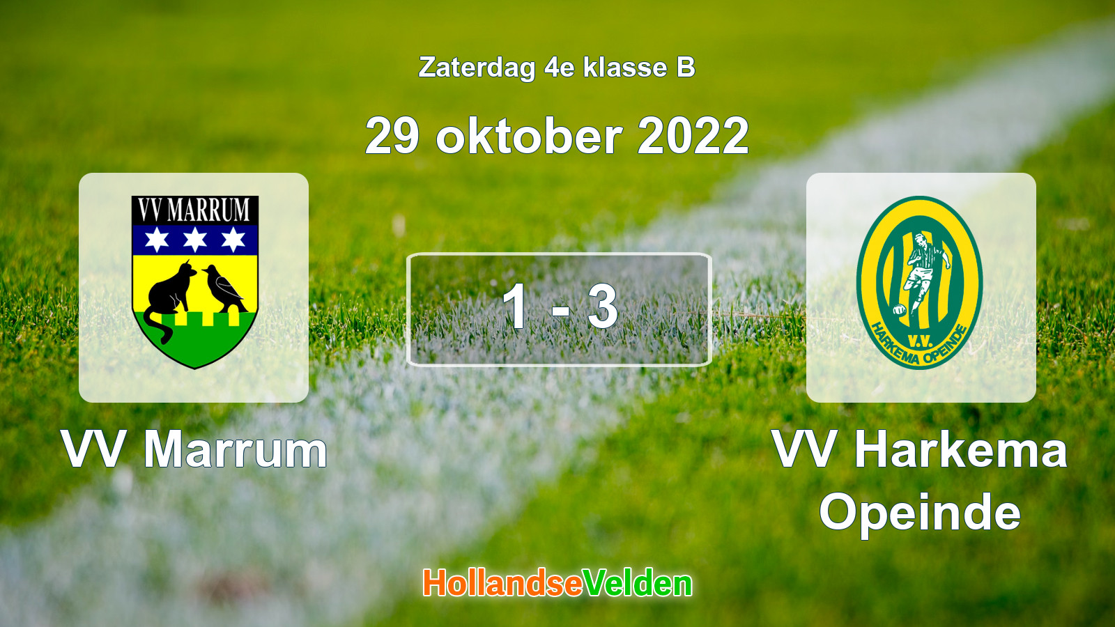 Gespeelde wedstrijd: VV Marrum - VV Harkema Opeinde 1 - 3 (29 oktober 2022)