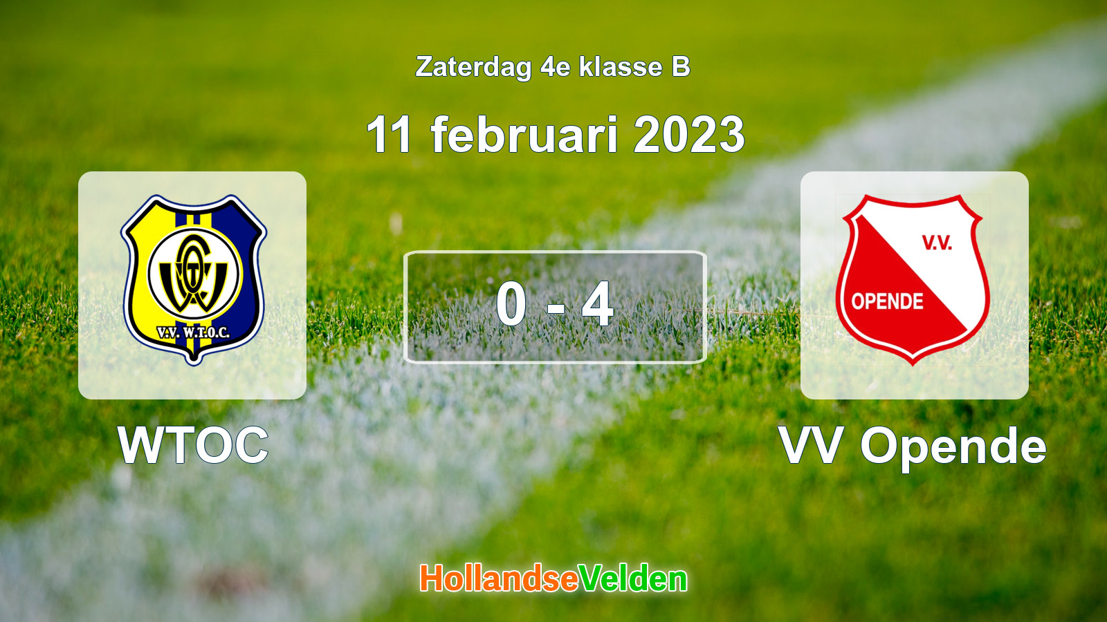 Gespeelde wedstrijd: WTOC - VV Opende 0 - 4 (11 februari 2023)