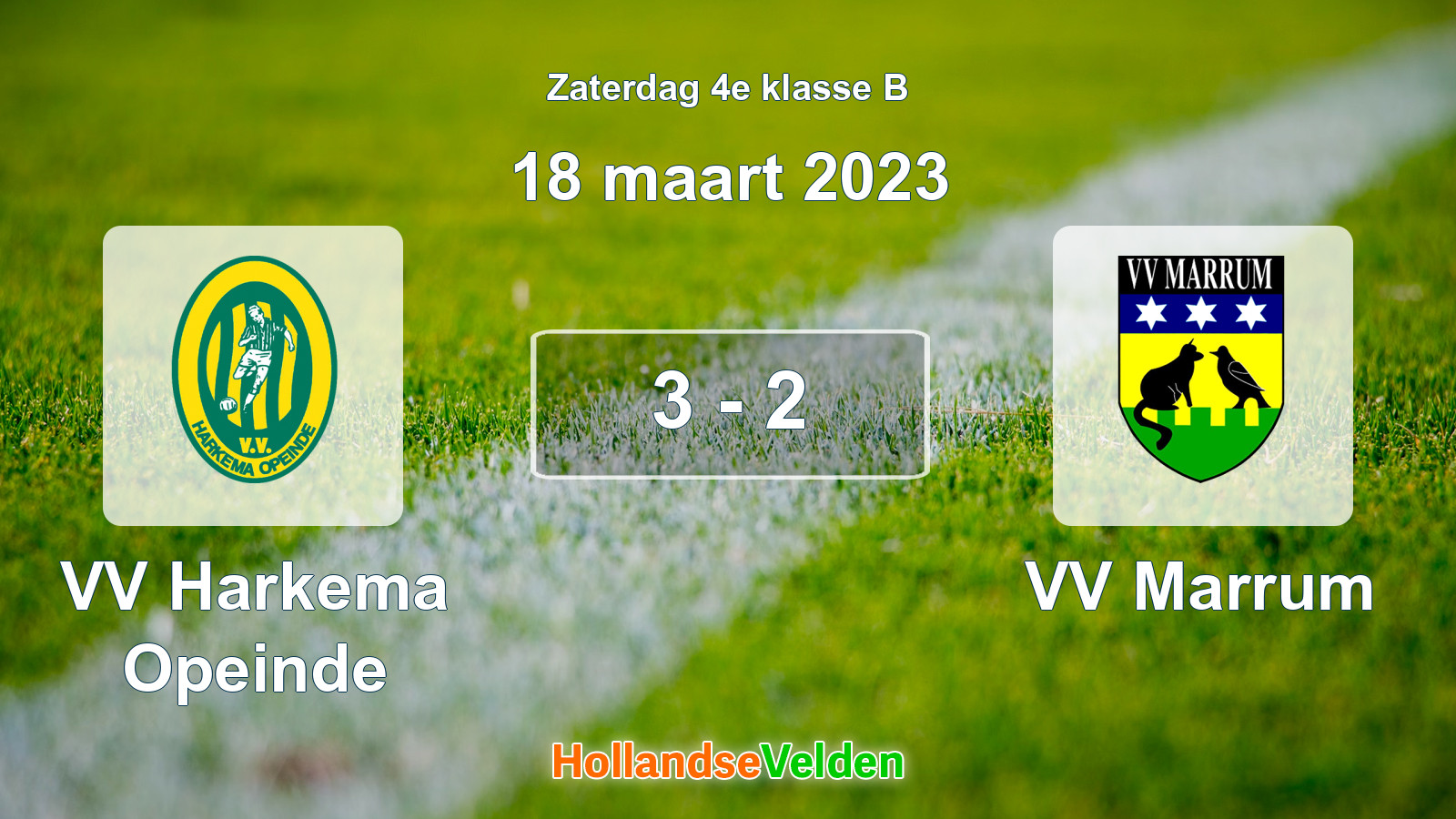 Gespeelde wedstrijd: VV Harkema Opeinde - VV Marrum 3 - 2 (18 maart 2023)