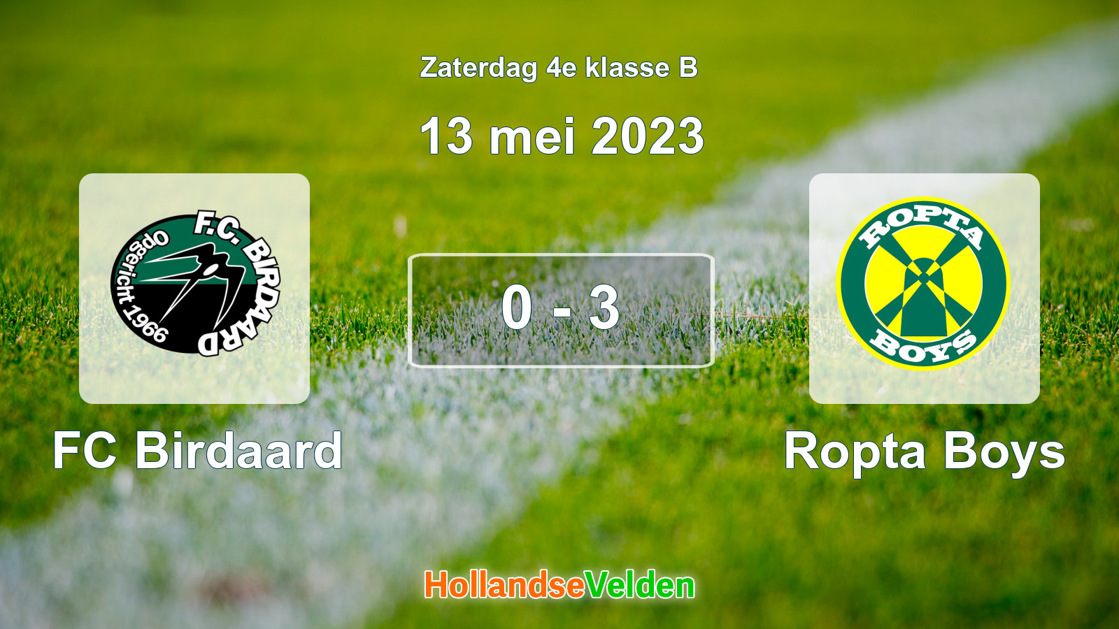 Gespeelde wedstrijd: FC Birdaard - Ropta Boys 0 - 3 (13 mei 2023)