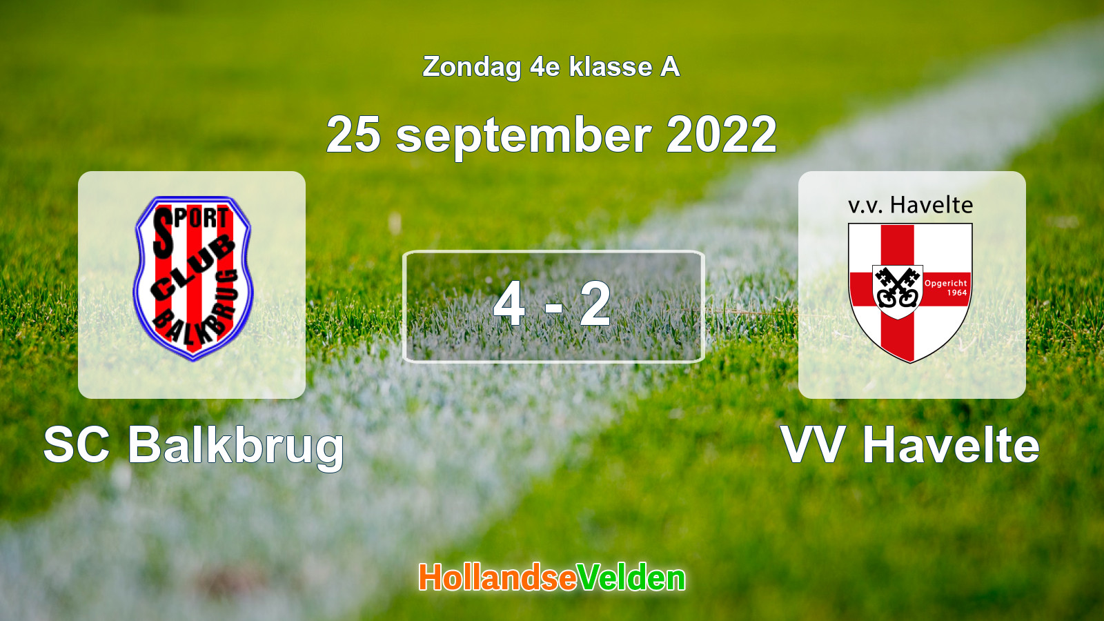 Gespeelde wedstrijd: SC Balkbrug - VV Havelte 4 - 2 (25 september 2022)