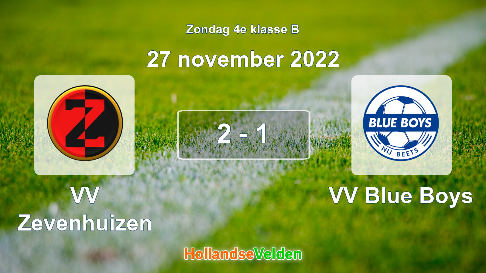 Gespeelde wedstrijd: VV Zevenhuizen - VV Blue Boys 2 - 1 (27 november 2022)
