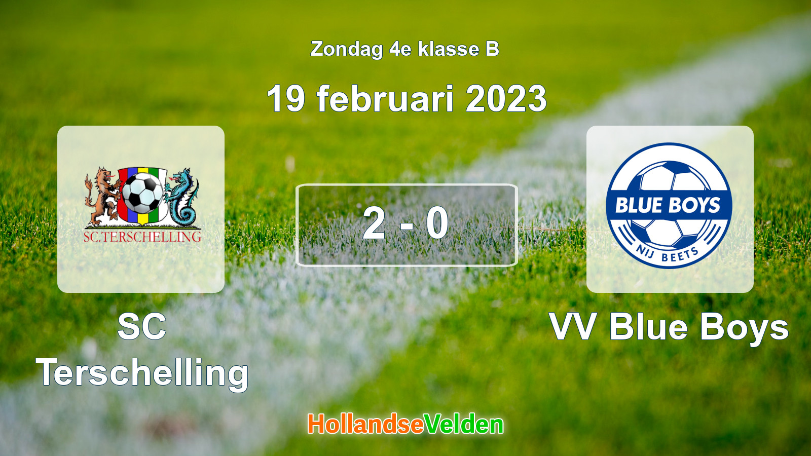 Gespeelde wedstrijd: SC Terschelling - VV Blue Boys 2 - 0 (19 februari 2023)