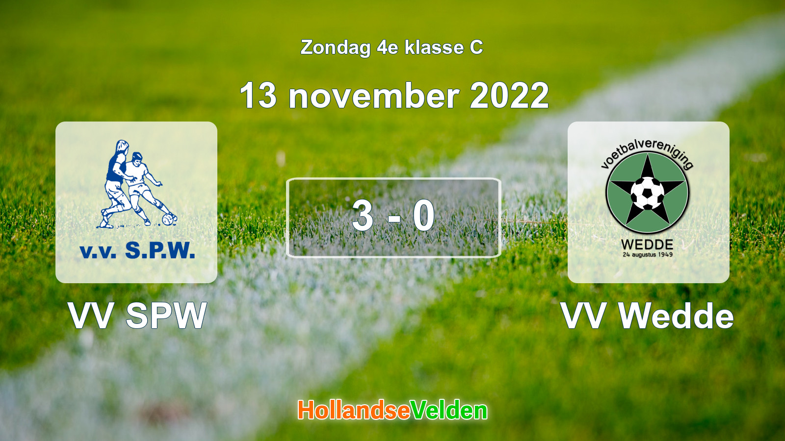 Gespeelde wedstrijd: VV SPW - VV Wedde 3 - 0 (13 november 2022)