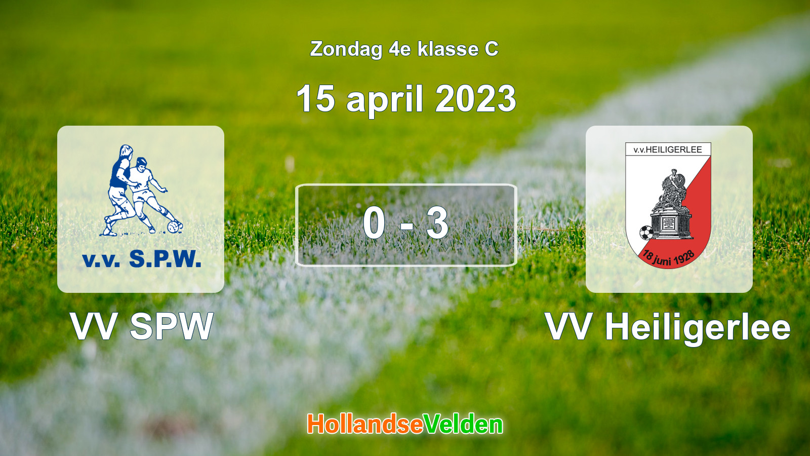 Gespeelde wedstrijd: VV SPW - VV Heiligerlee 0 - 3 (15 april 2023)