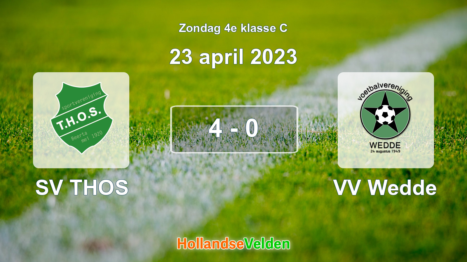 Gespeelde wedstrijd: SV THOS - VV Wedde 4 - 0 (23 april 2023)