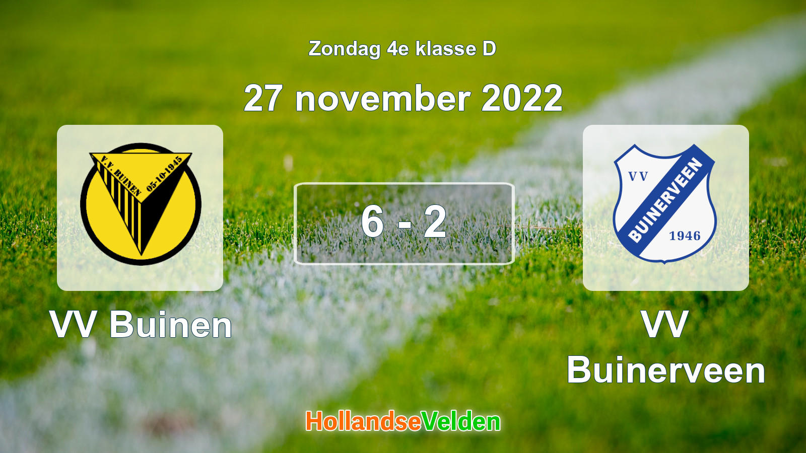 Gespeelde wedstrijd: VV Buinen - VV Buinerveen 6 - 2 (27 november 2022)
