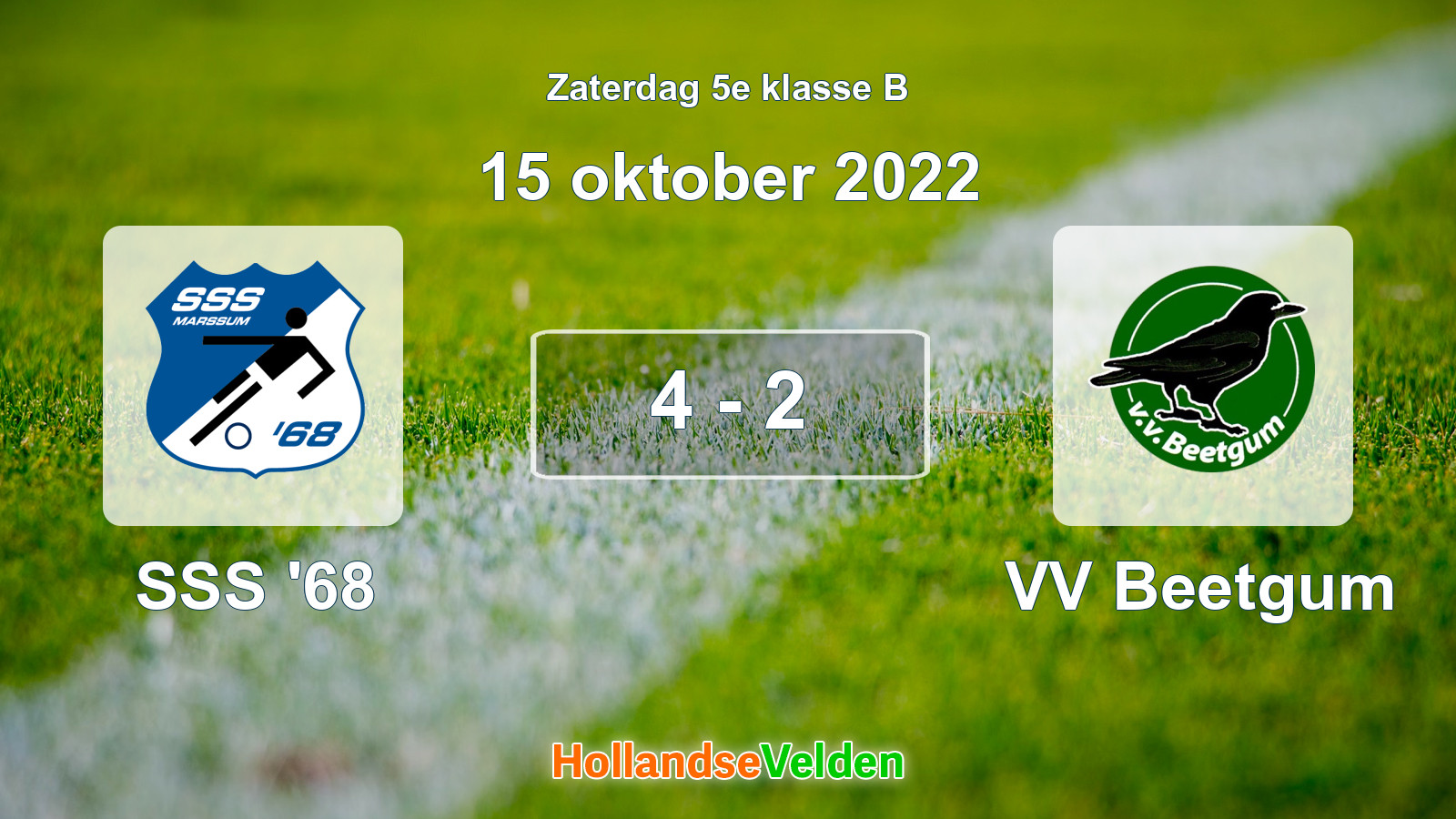 Gespeelde wedstrijd: SSS '68 - VV Beetgum 4 - 2 (15 oktober 2022)