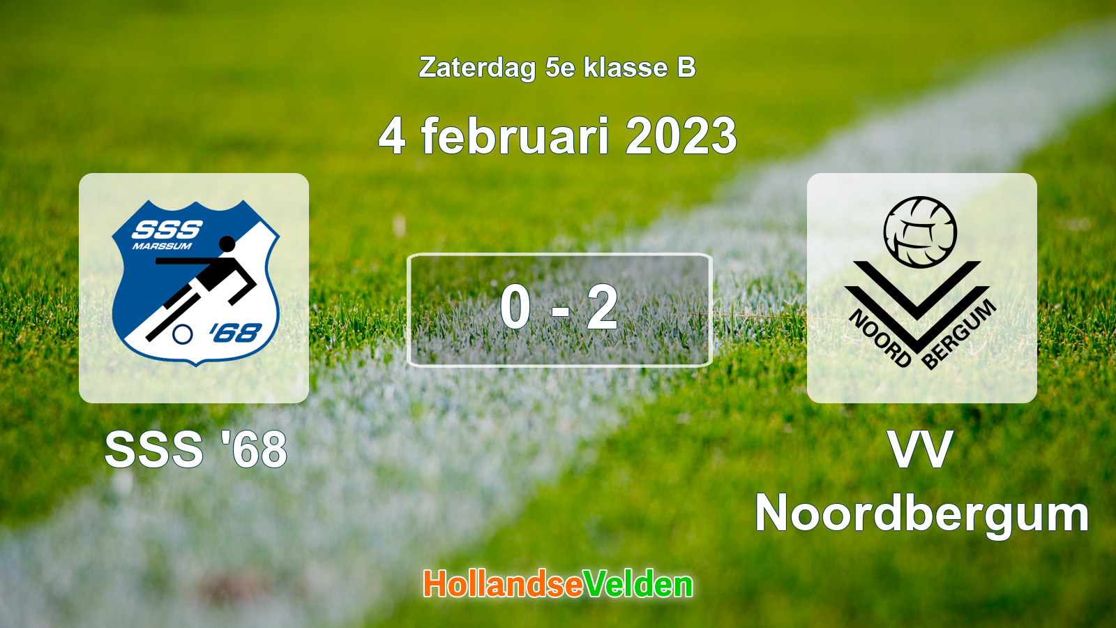 Gespeelde wedstrijd: SSS '68 - VV Noordbergum 0 - 2 (4 februari 2023)