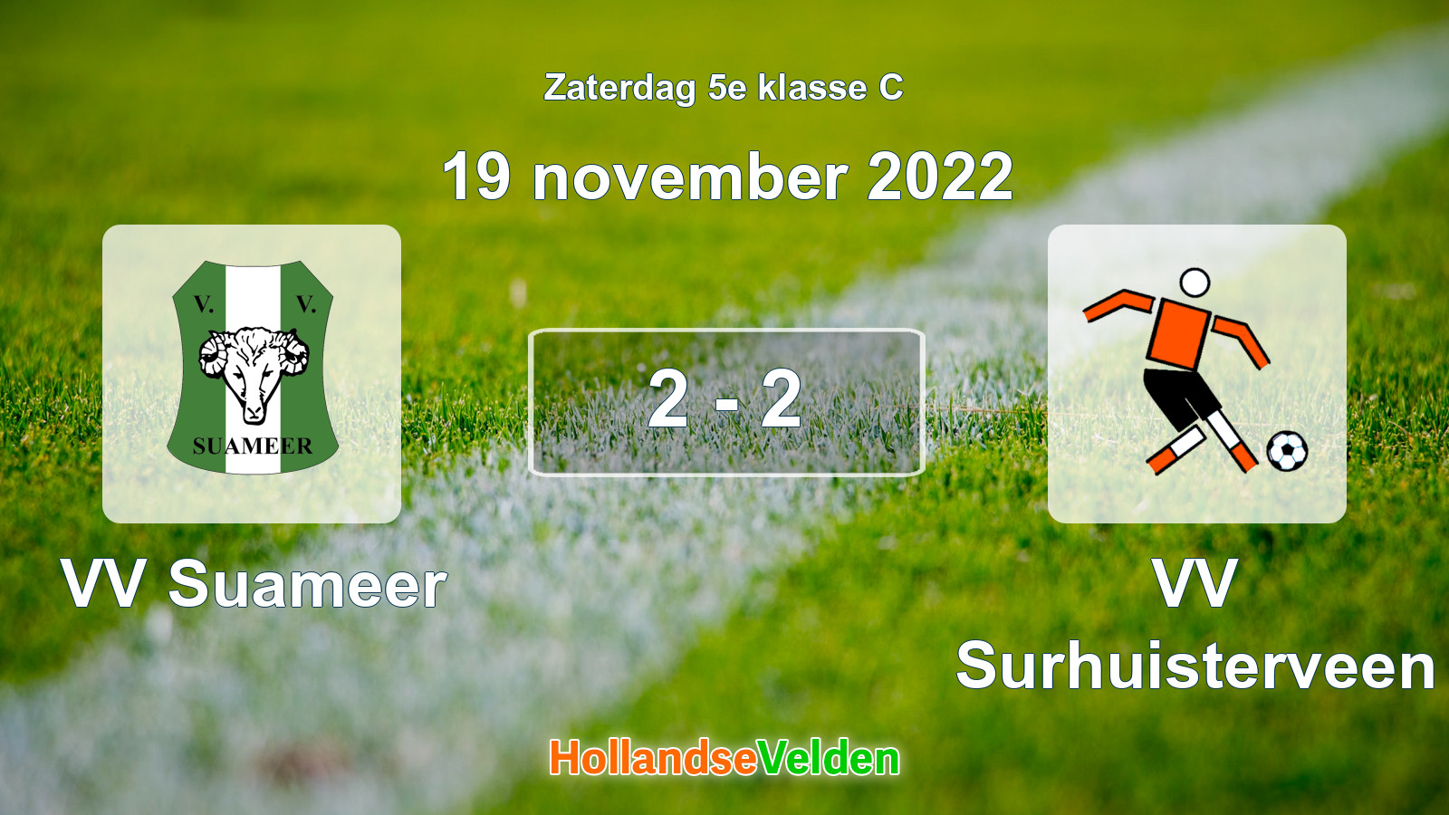 Gespeelde wedstrijd: VV Suameer - VV Surhuisterveen 2 - 2 (19 november 2022)