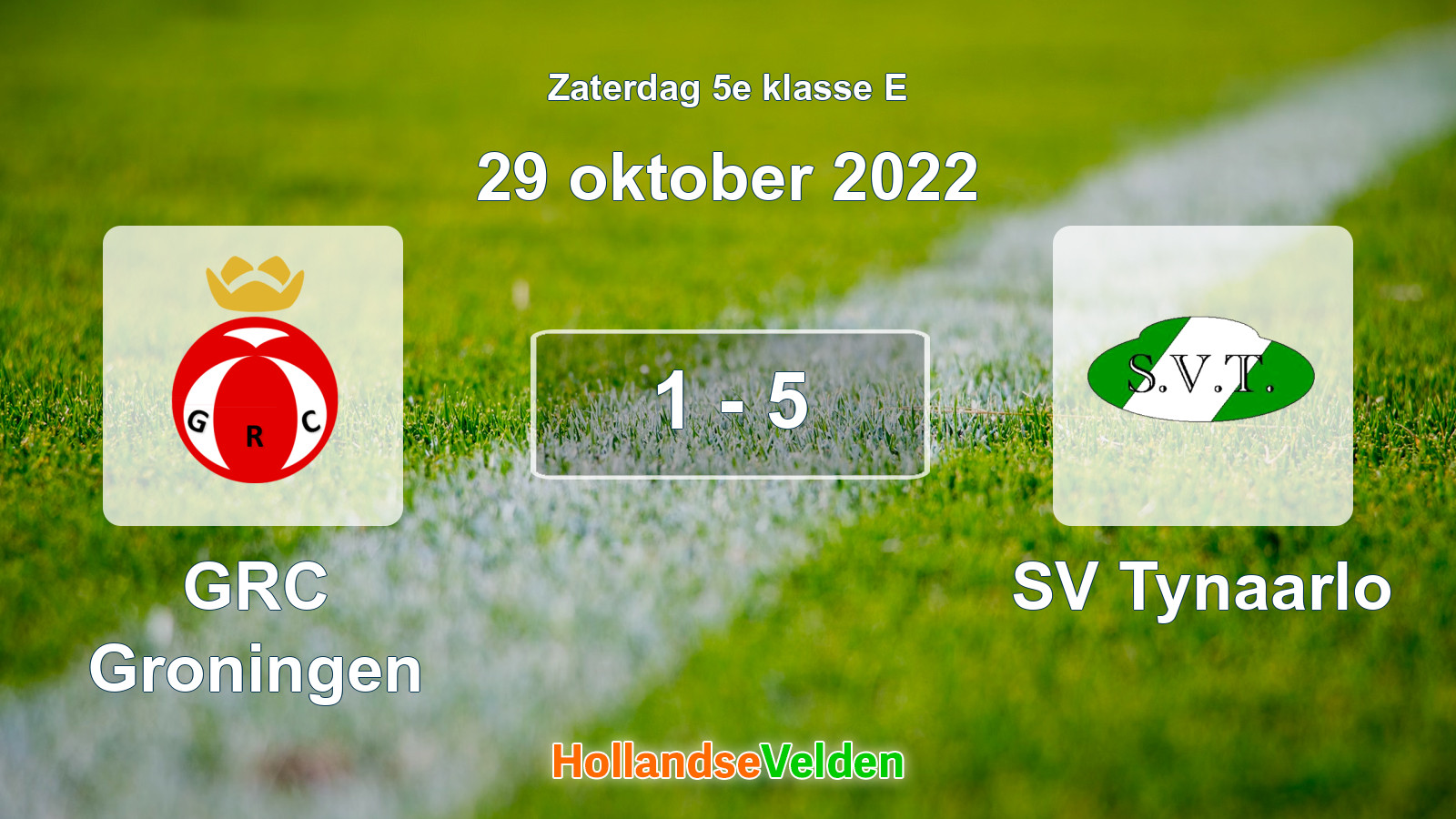 Gespeelde wedstrijd: GRC Groningen - SV Tynaarlo 1 - 5 (29 oktober 2022)