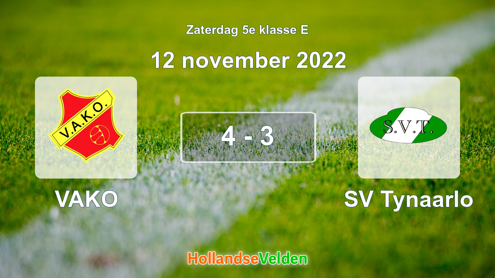 Gespeelde wedstrijd: VAKO - SV Tynaarlo 4 - 3 (12 november 2022)
