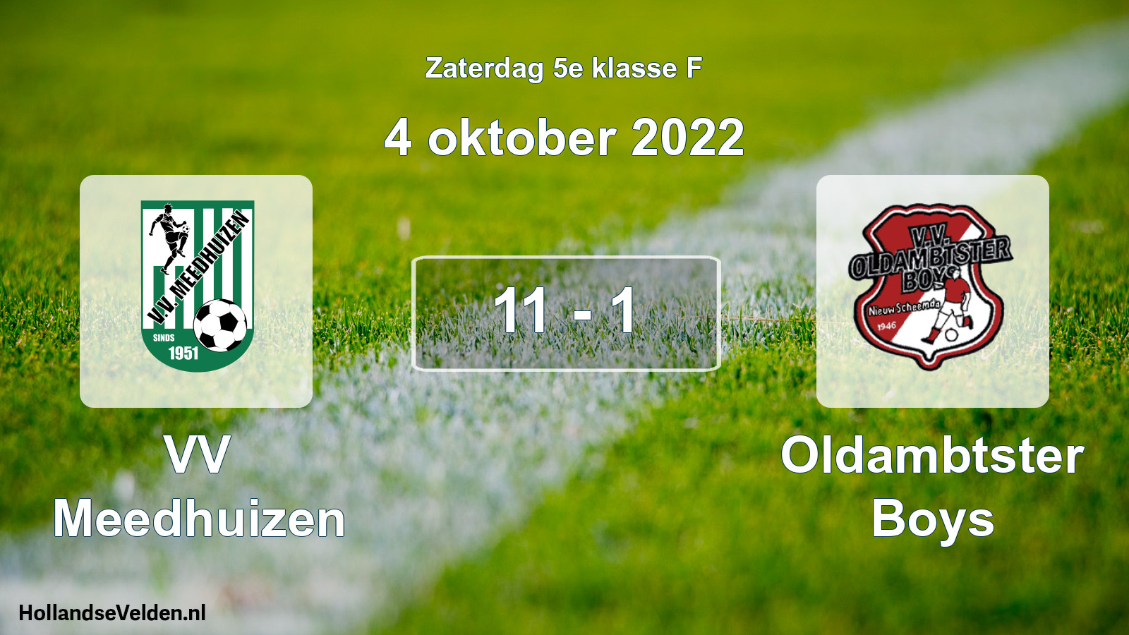 Gespeelde wedstrijd: VV Meedhuizen - Oldambtster Boys 11 - 1 (4 oktober 2022)