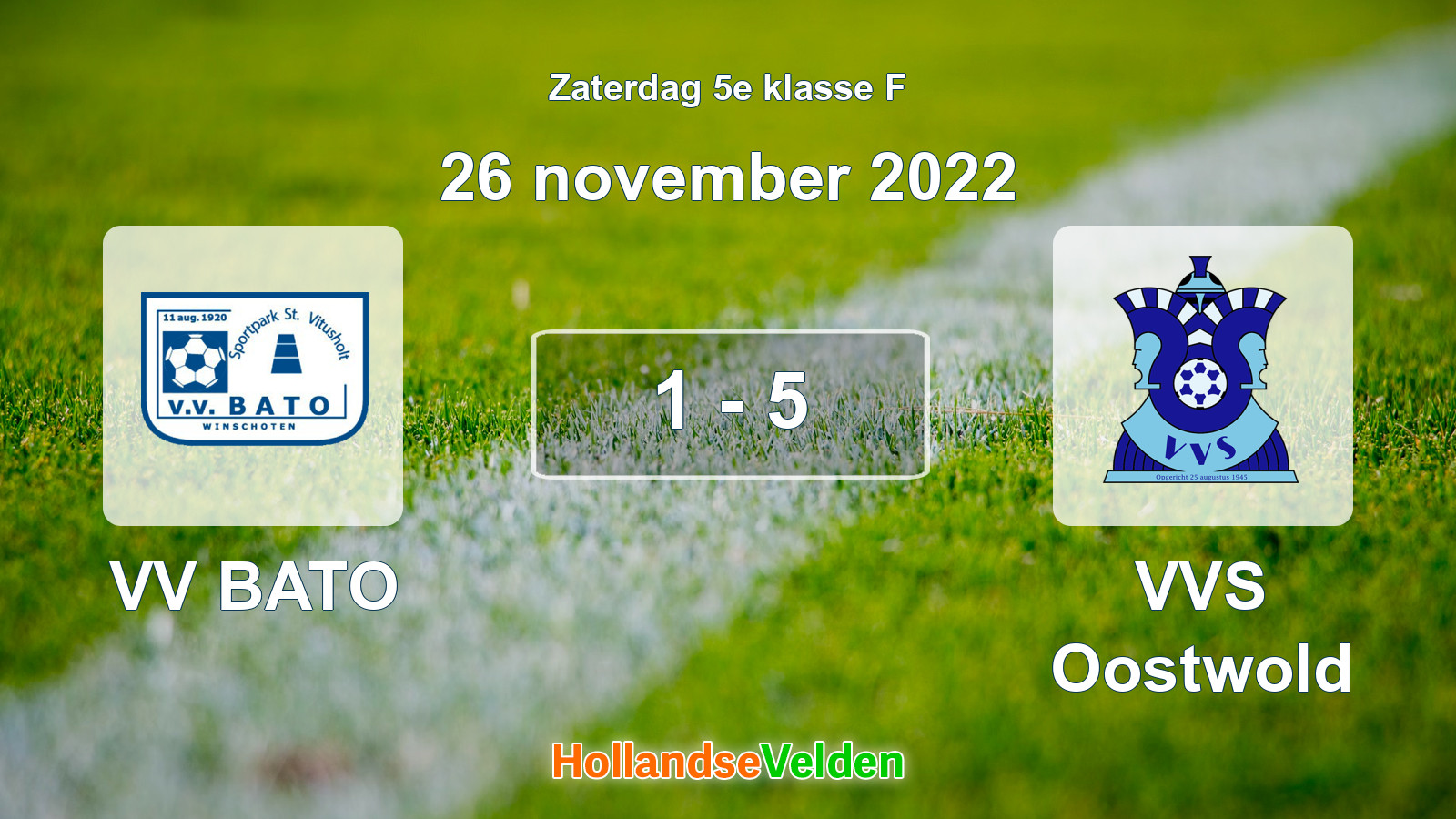 Gespeelde wedstrijd: VV BATO - VVS Oostwold 1 - 5 (26 november 2022)