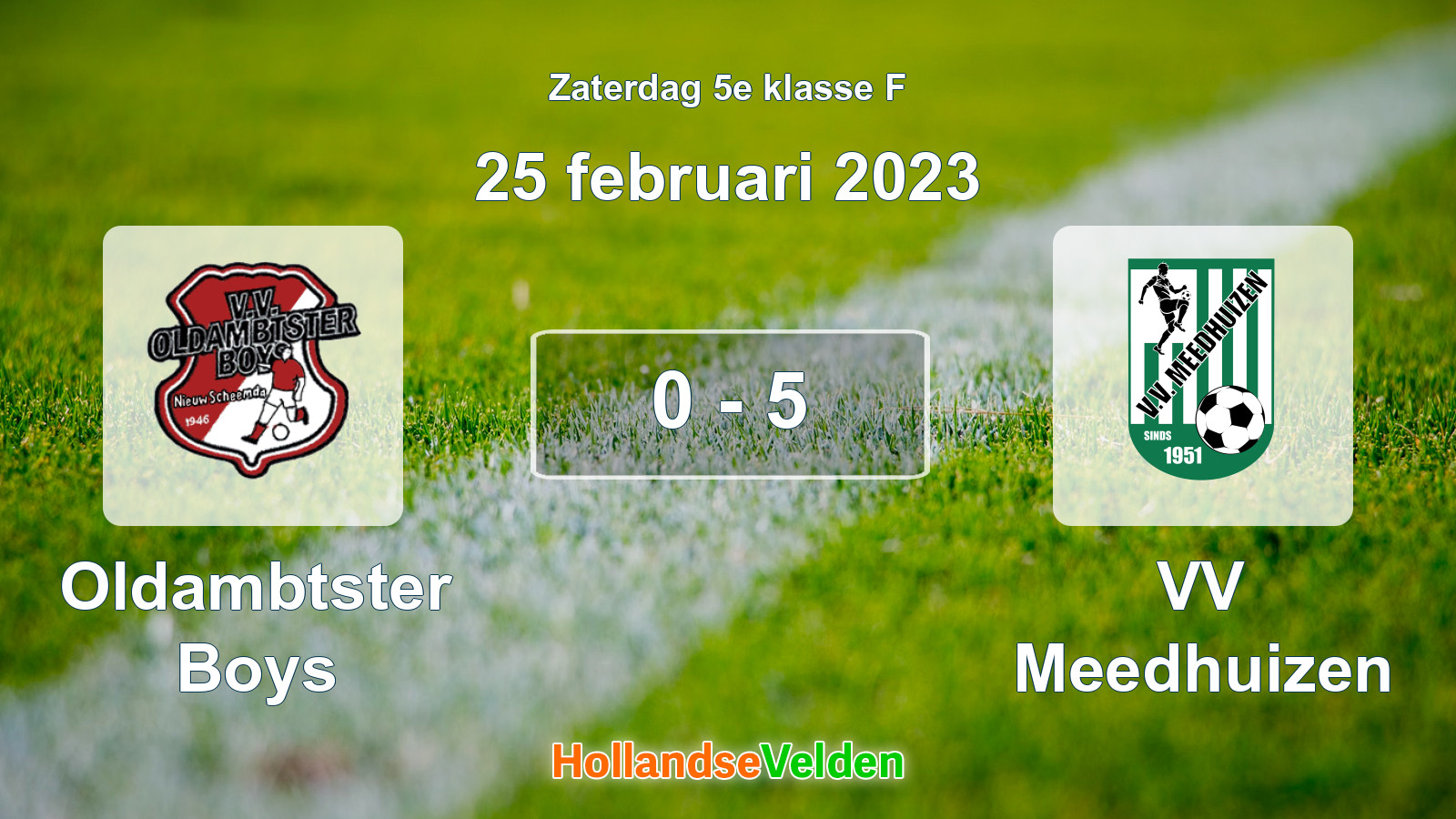 Gespeelde wedstrijd: Oldambtster Boys - VV Meedhuizen 0 - 5 (25 februari 2023)