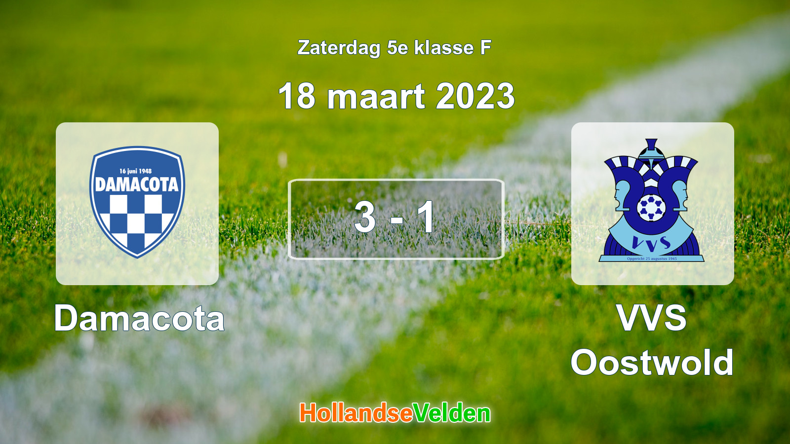 Gespeelde wedstrijd: Damacota - VVS Oostwold 3 - 1 (18 maart 2023)