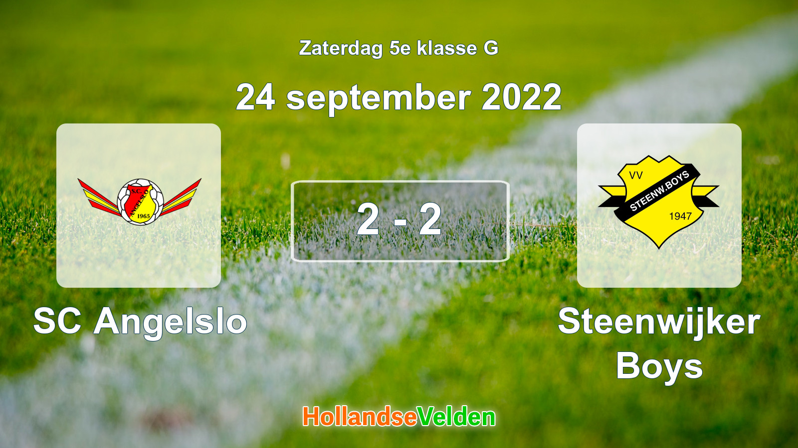 Gespeelde wedstrijd: SC Angelslo - Steenwijker Boys 2 - 2 (24 september 2022)