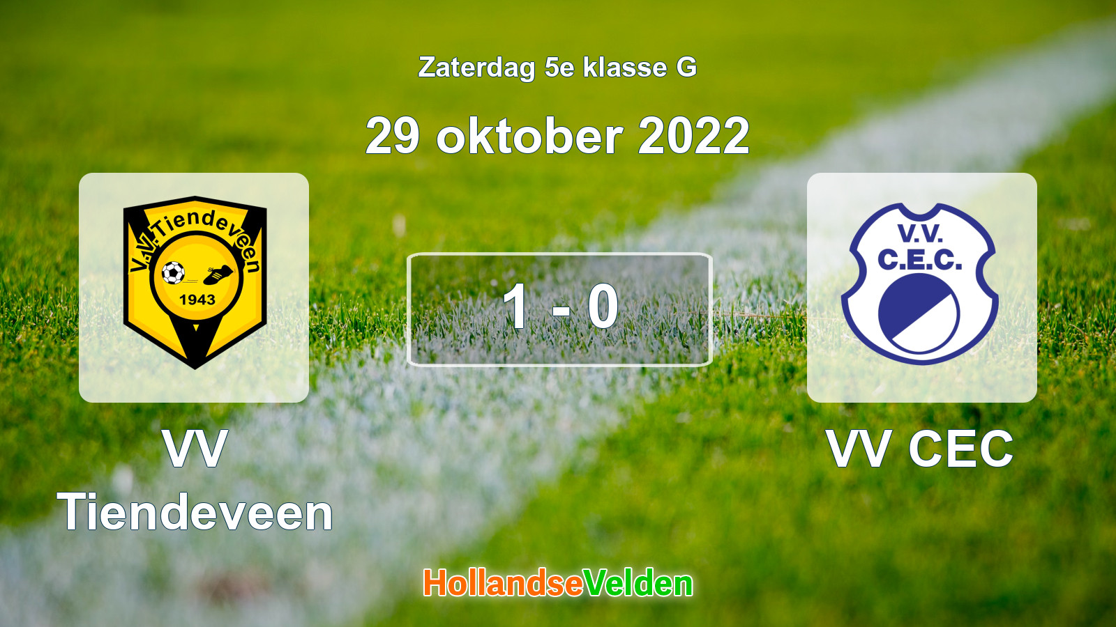 Gespeelde wedstrijd: VV Tiendeveen - VV CEC 1 - 0 (29 oktober 2022)