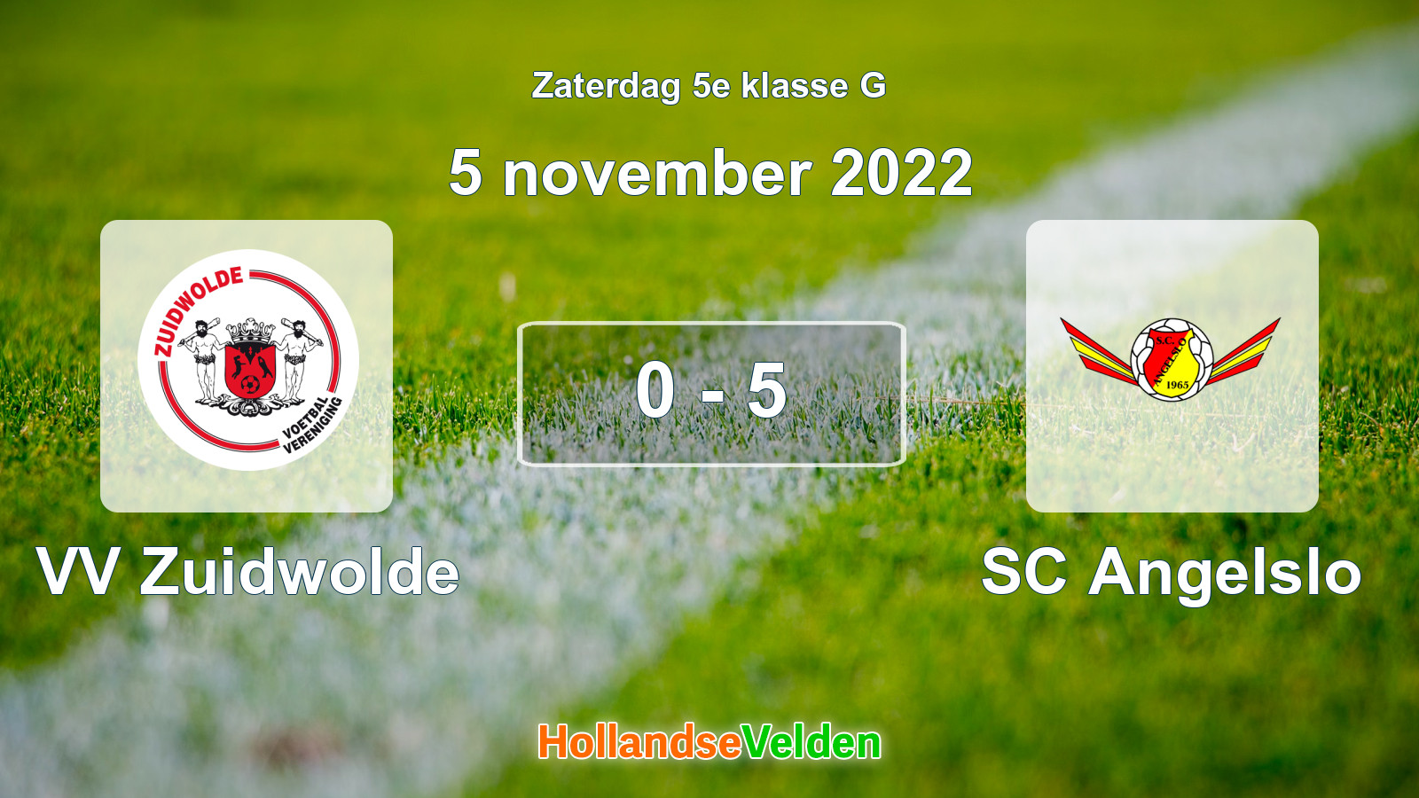 Gespeelde wedstrijd: VV Zuidwolde - SC Angelslo 0 - 5 (5 november 2022)