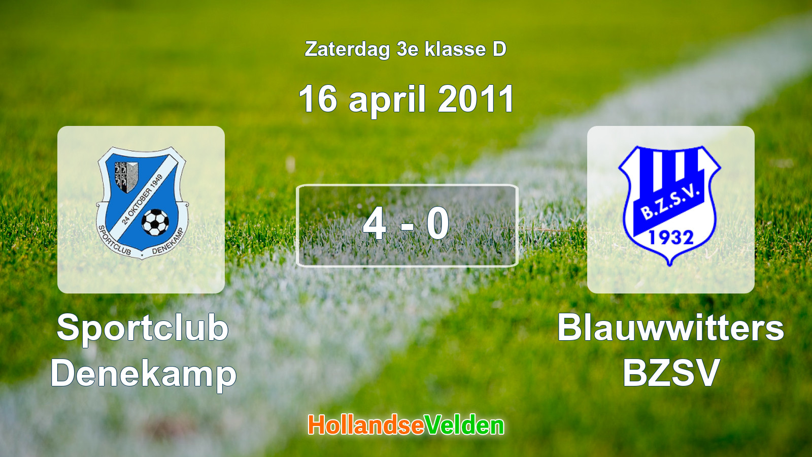 Gespeelde wedstrijd: Sportclub Denekamp - Blauwwitters BZSV 4 - 0 (16 april 2011)