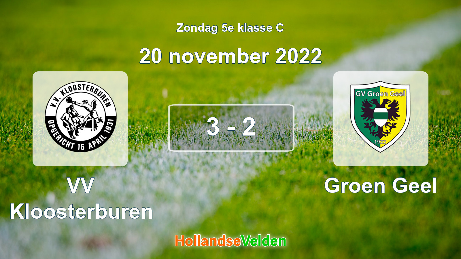 Gespeelde wedstrijd: VV Kloosterburen - Groen Geel 3 - 2 (20 november 2022)