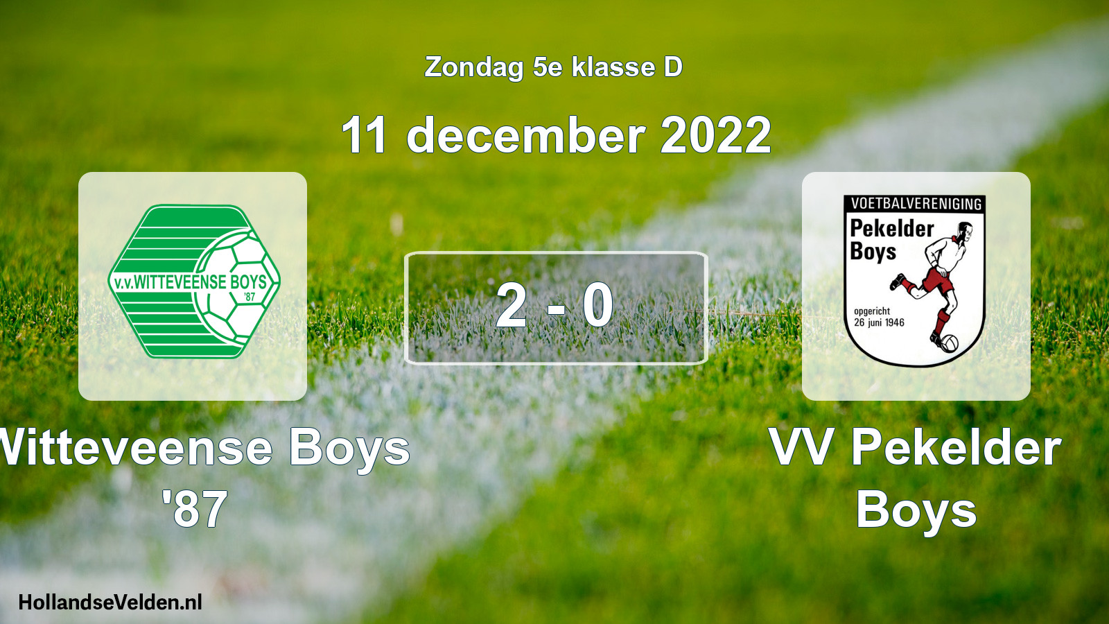 Gespeelde wedstrijd: Witteveense Boys '87 - VV Pekelder Boys 2 - 0 (11 december 2022)