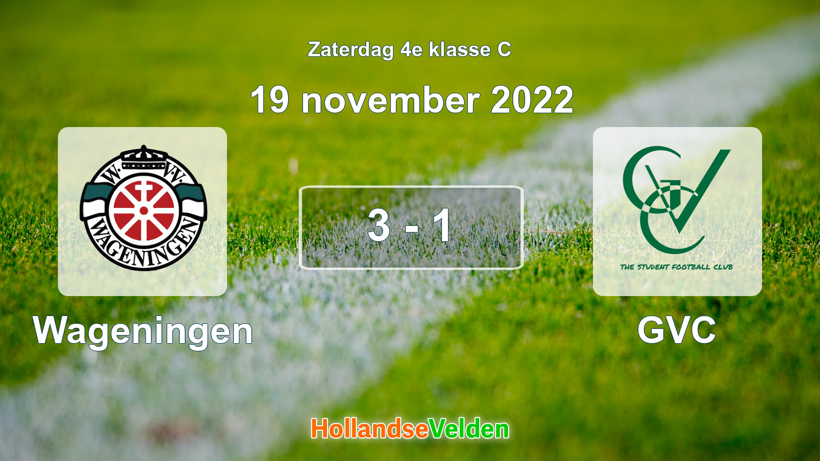 Gespeelde wedstrijd: Wageningen - GVC 3 - 1 (19 november 2022)