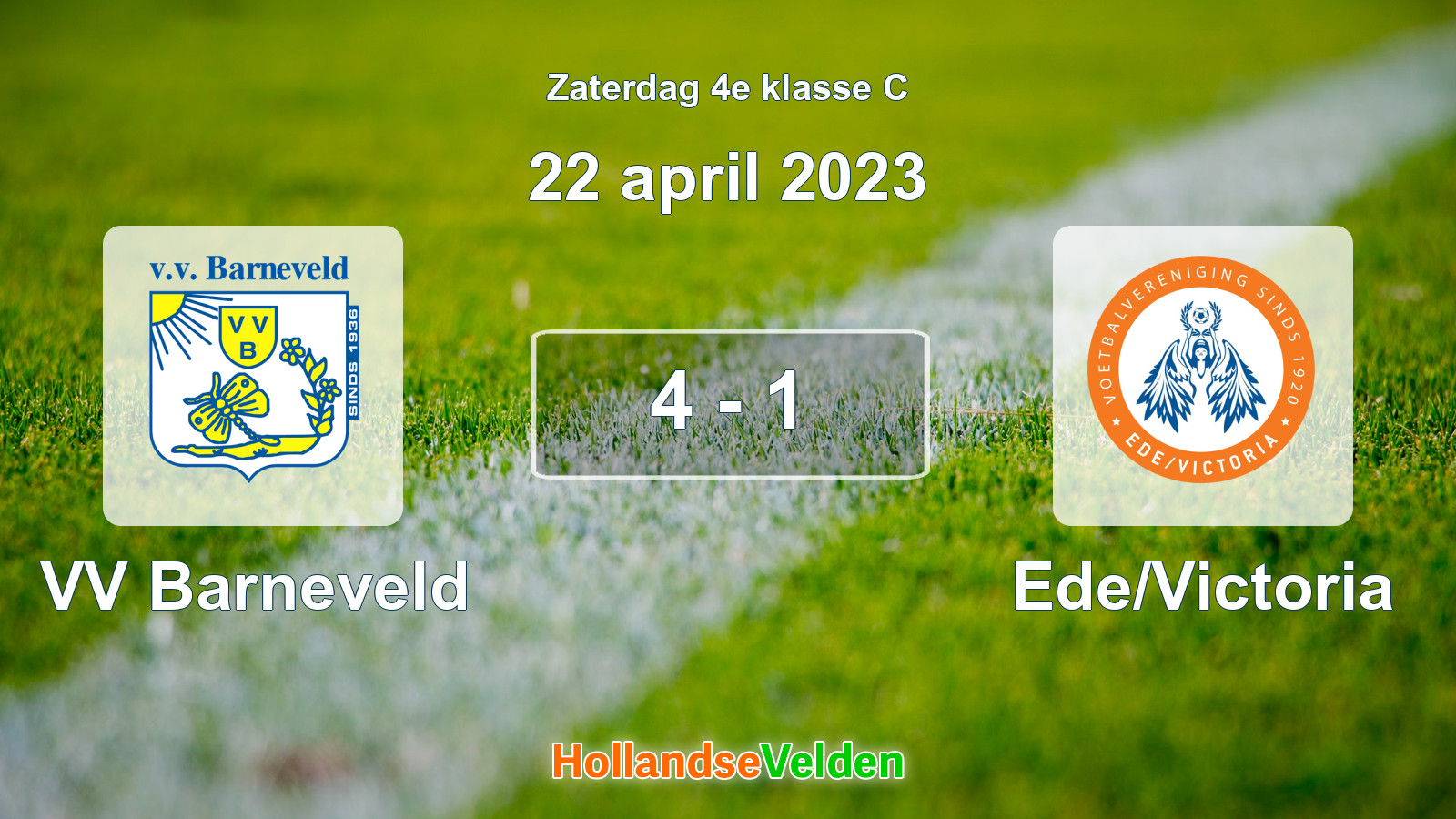 Gespeelde wedstrijd: VV Barneveld - Ede/Victoria 4 - 1 (22 april 2023)