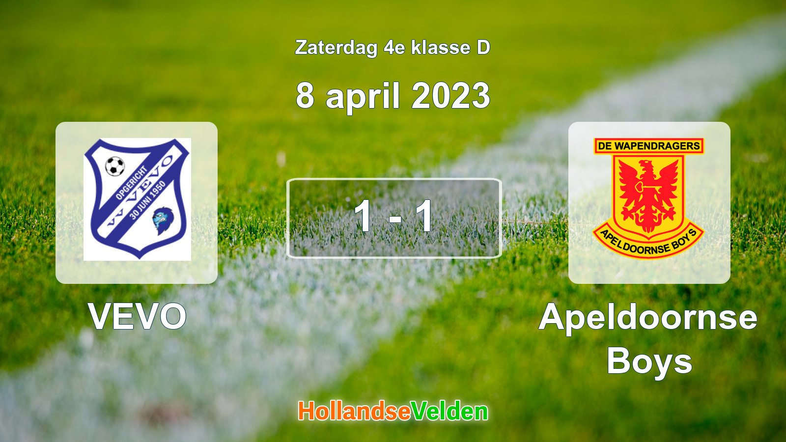 Gespeelde wedstrijd: VEVO - Apeldoornse Boys 1 - 1 (8 april 2023)