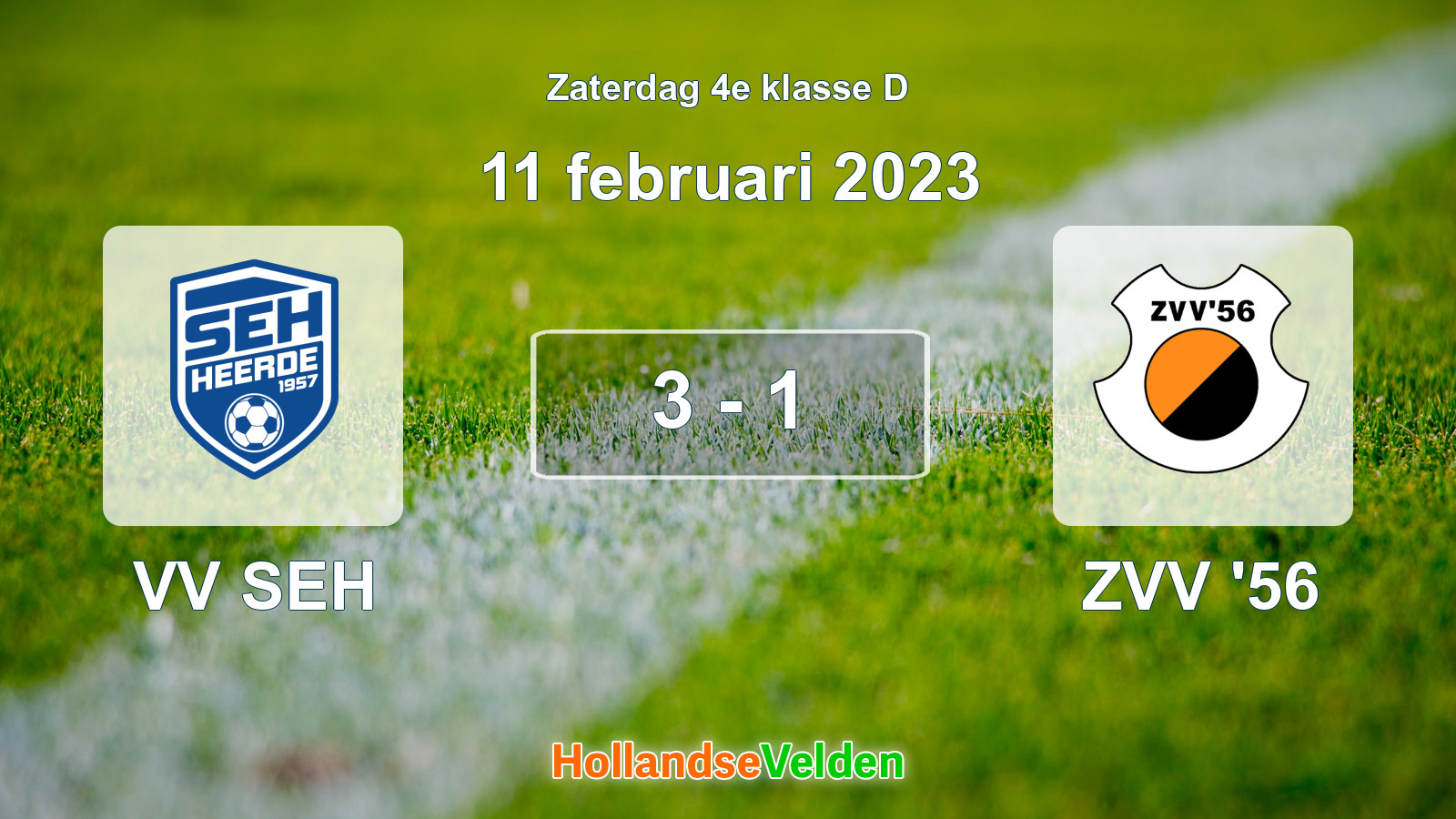 Gespeelde wedstrijd: VV SEH - ZVV '56 3 - 1 (11 februari 2023)