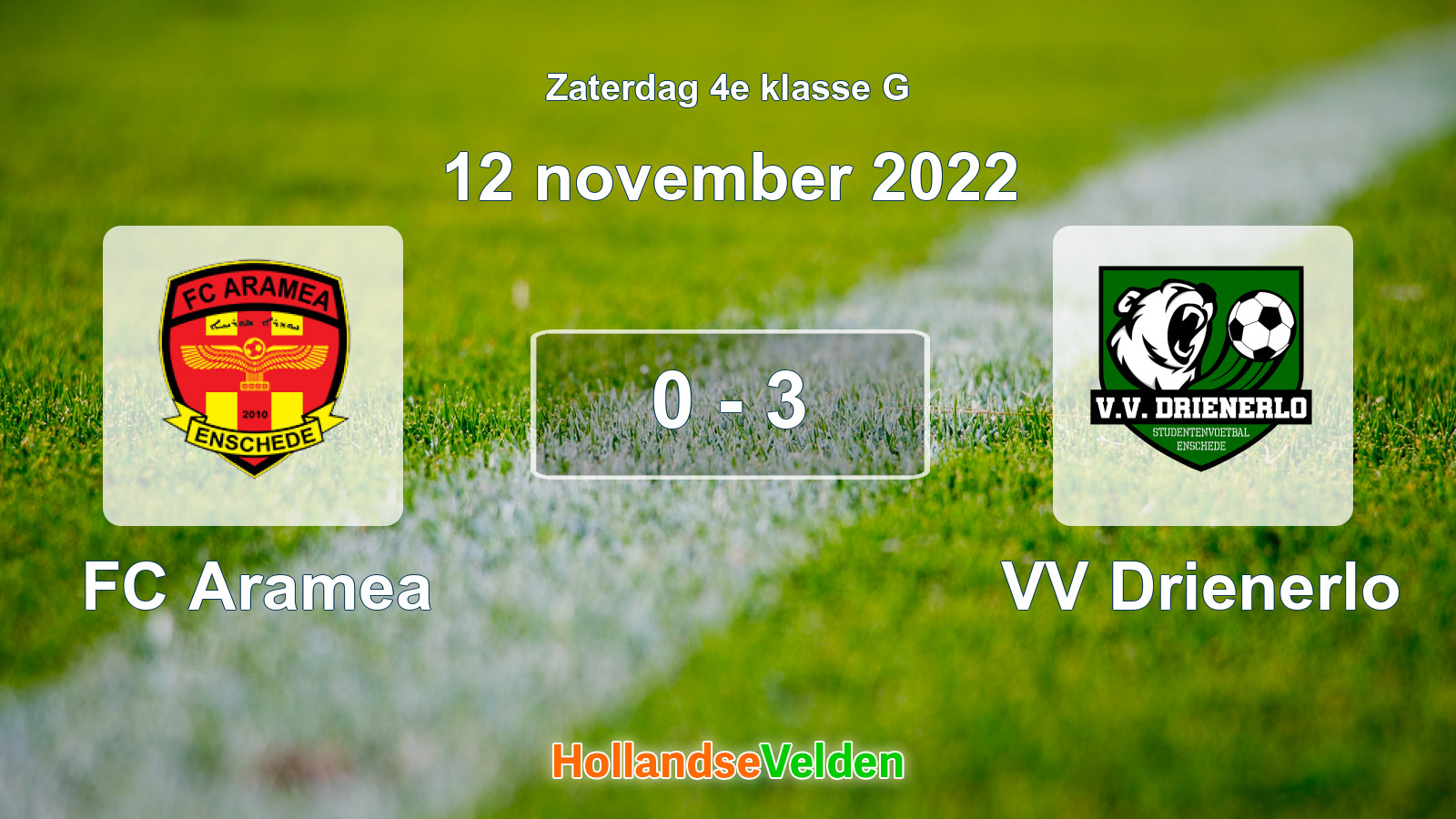 Gespeelde wedstrijd: FC Aramea - VV Drienerlo 0 - 3 (12 november 2022)