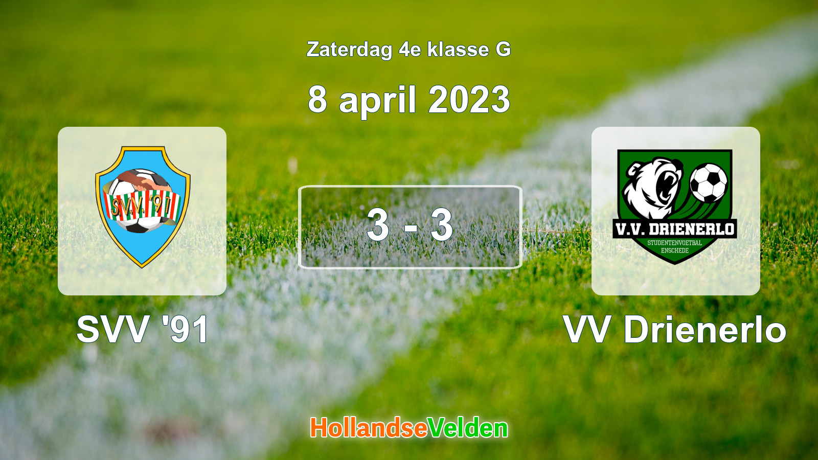 Gespeelde wedstrijd: SVV '91 - VV Drienerlo 3 - 3 (8 april 2023)