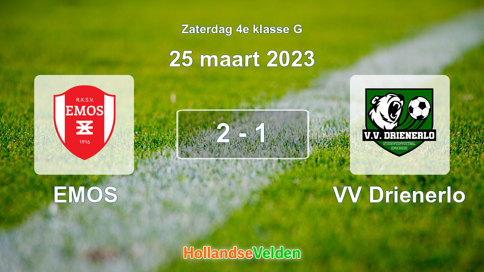 Gespeelde wedstrijd: EMOS - VV Drienerlo 2 - 1 (25 maart 2023)