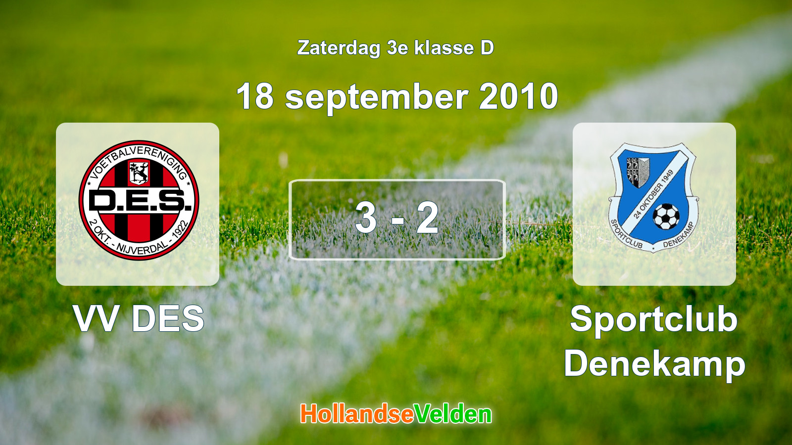 Gespeelde wedstrijd: VV DES - Sportclub Denekamp 3 - 2 (18 september 2010)