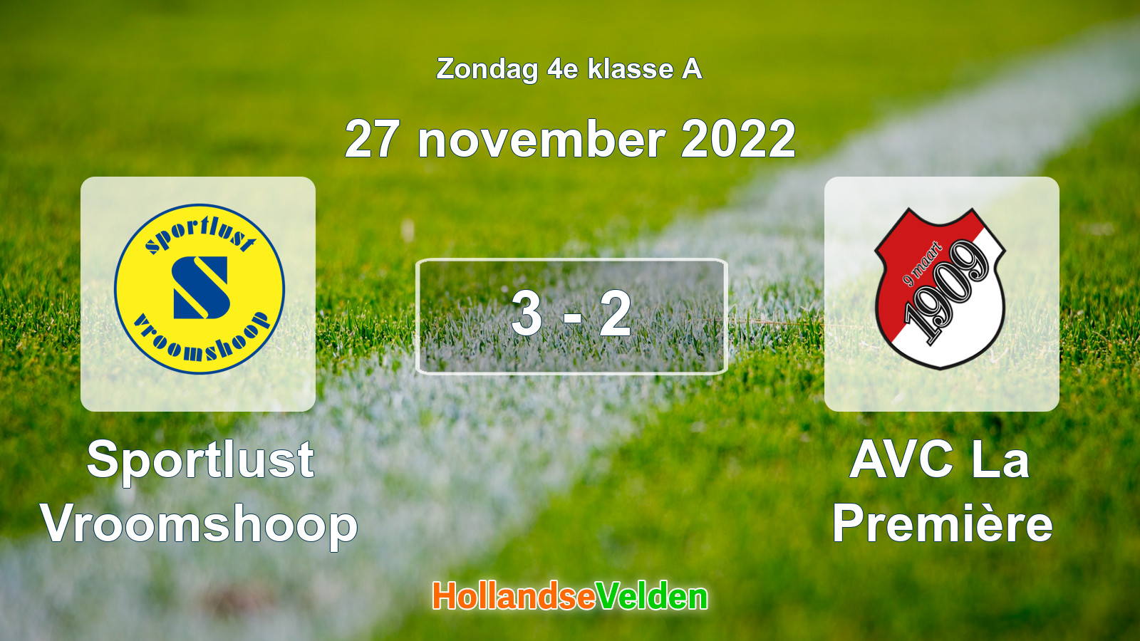 Gespeelde wedstrijd: Sportlust Vroomshoop - AVC La Première 3 - 2 (27 november 2022)